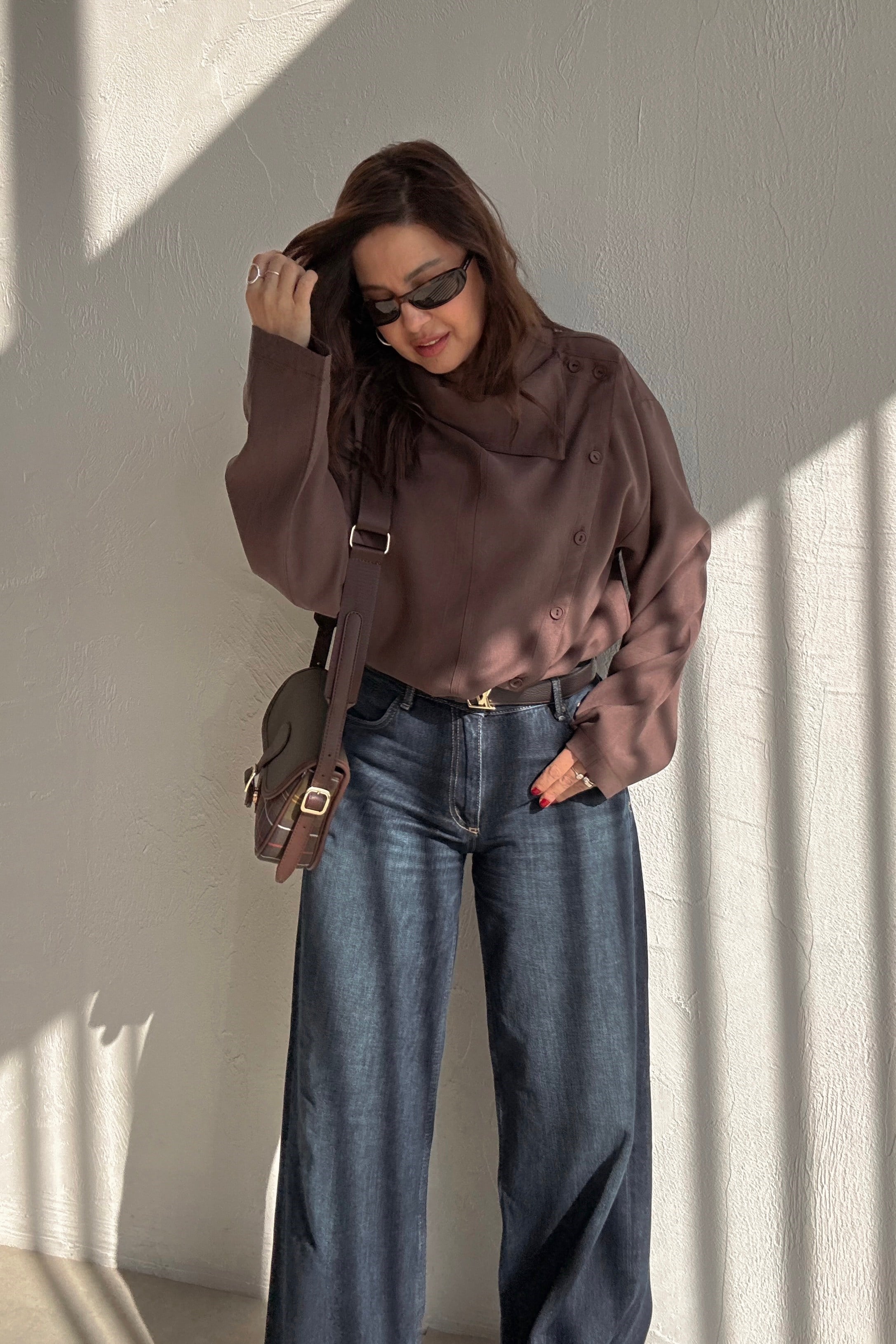 Kahverengi Asimetrik Gömlek 