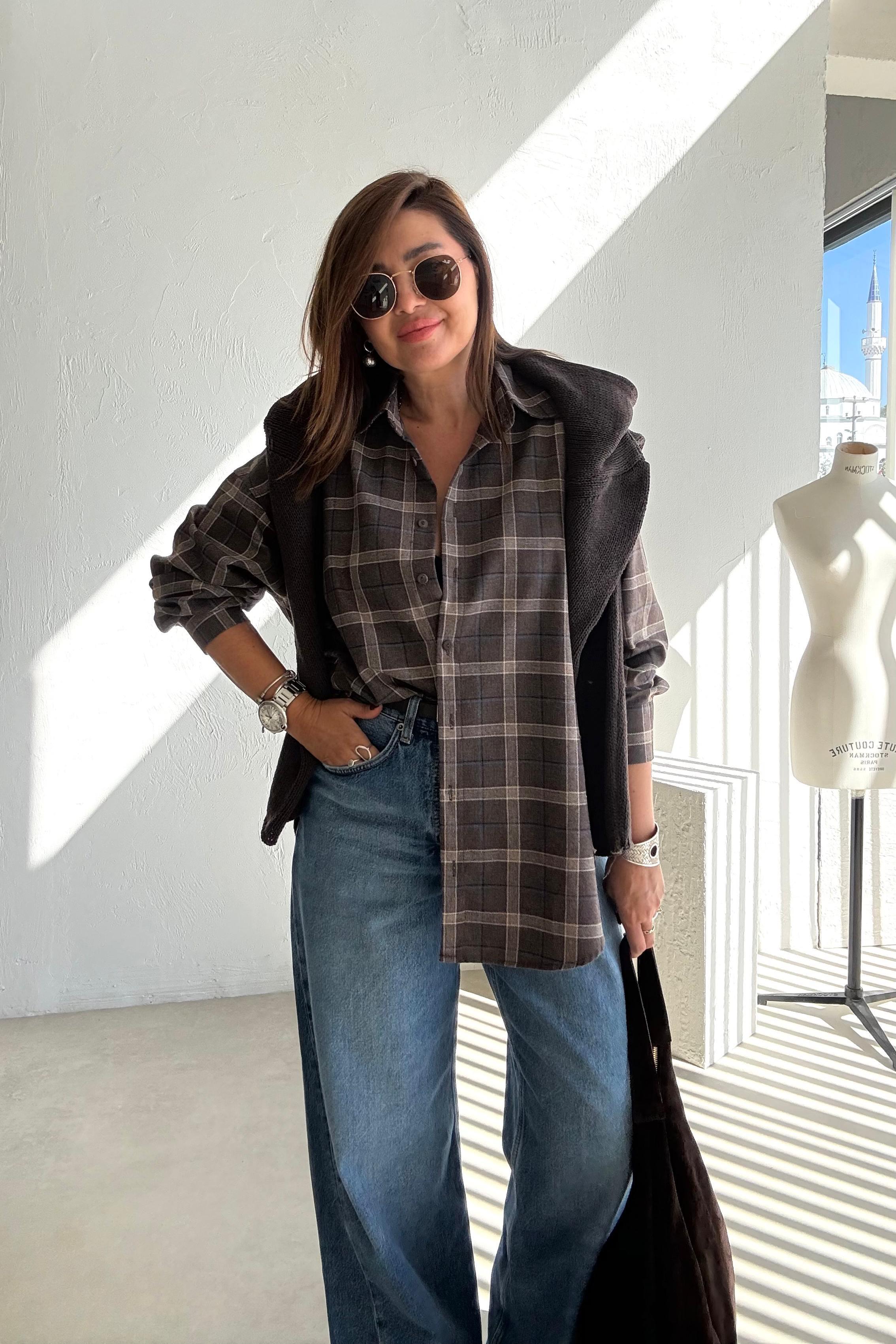 Kahverengi Ekoseli Oduncu Gömlek 