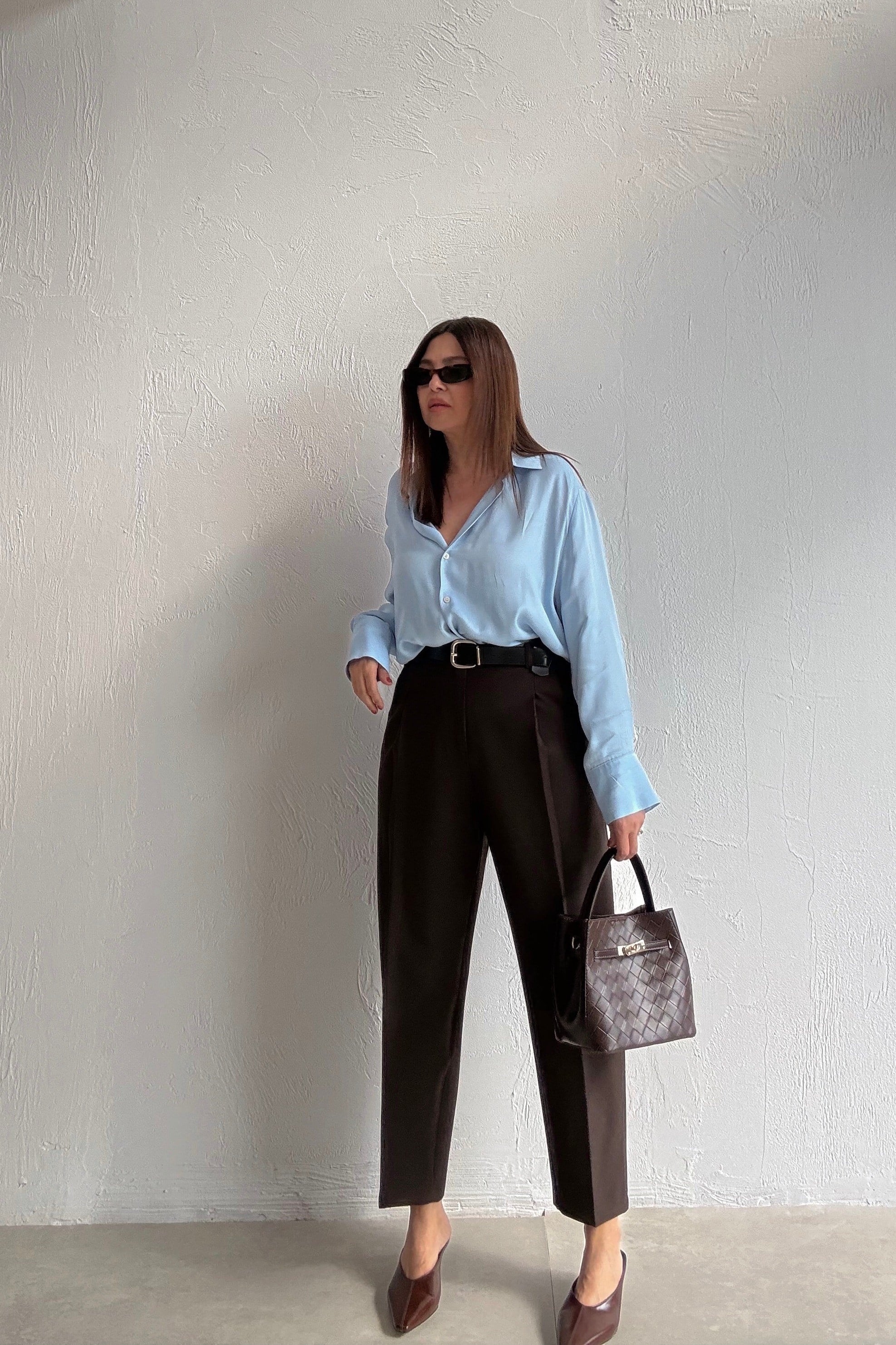 Kahverengi Kapak Cepli Pantolon 