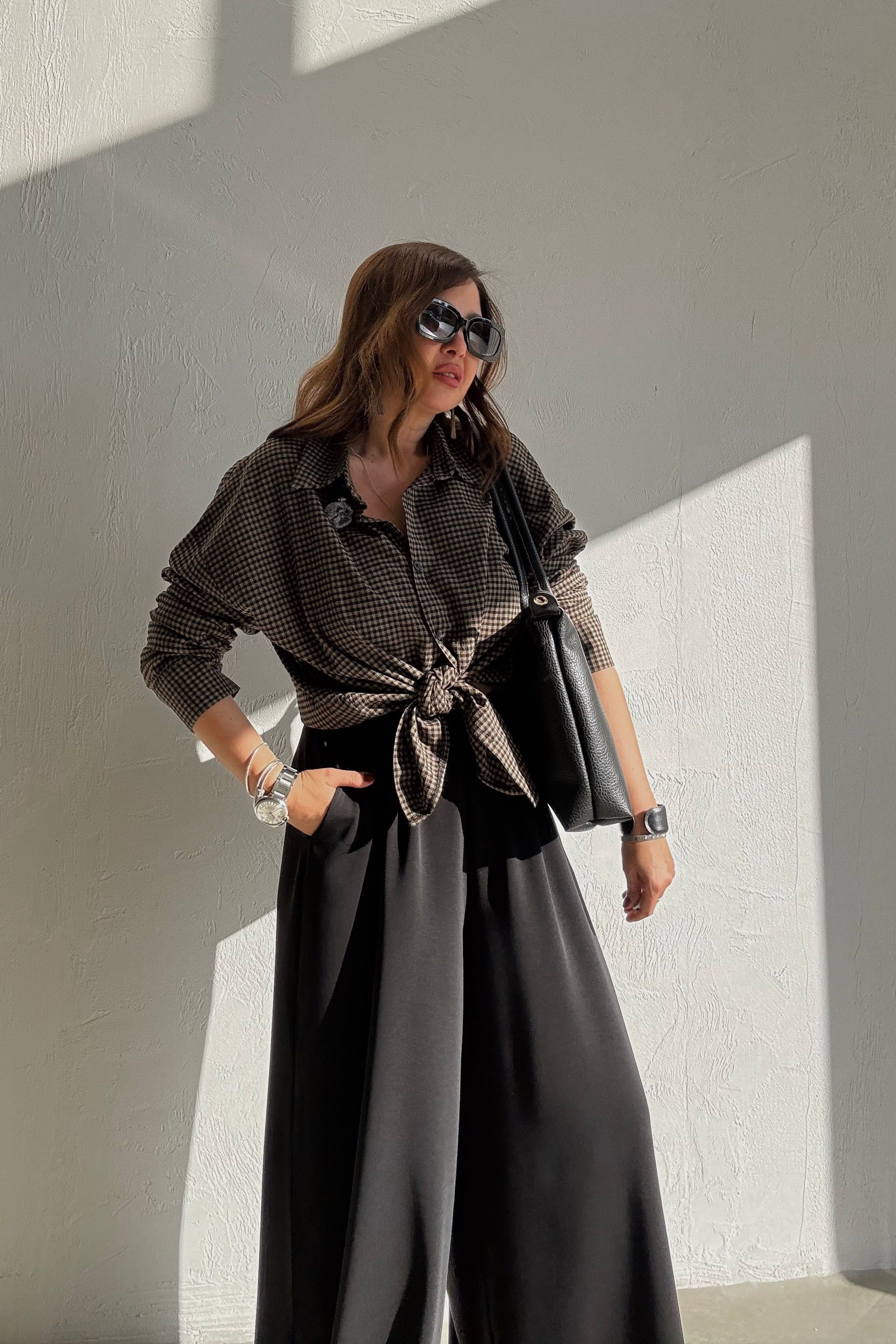 Kahverengi Pötikareli Gömlek 