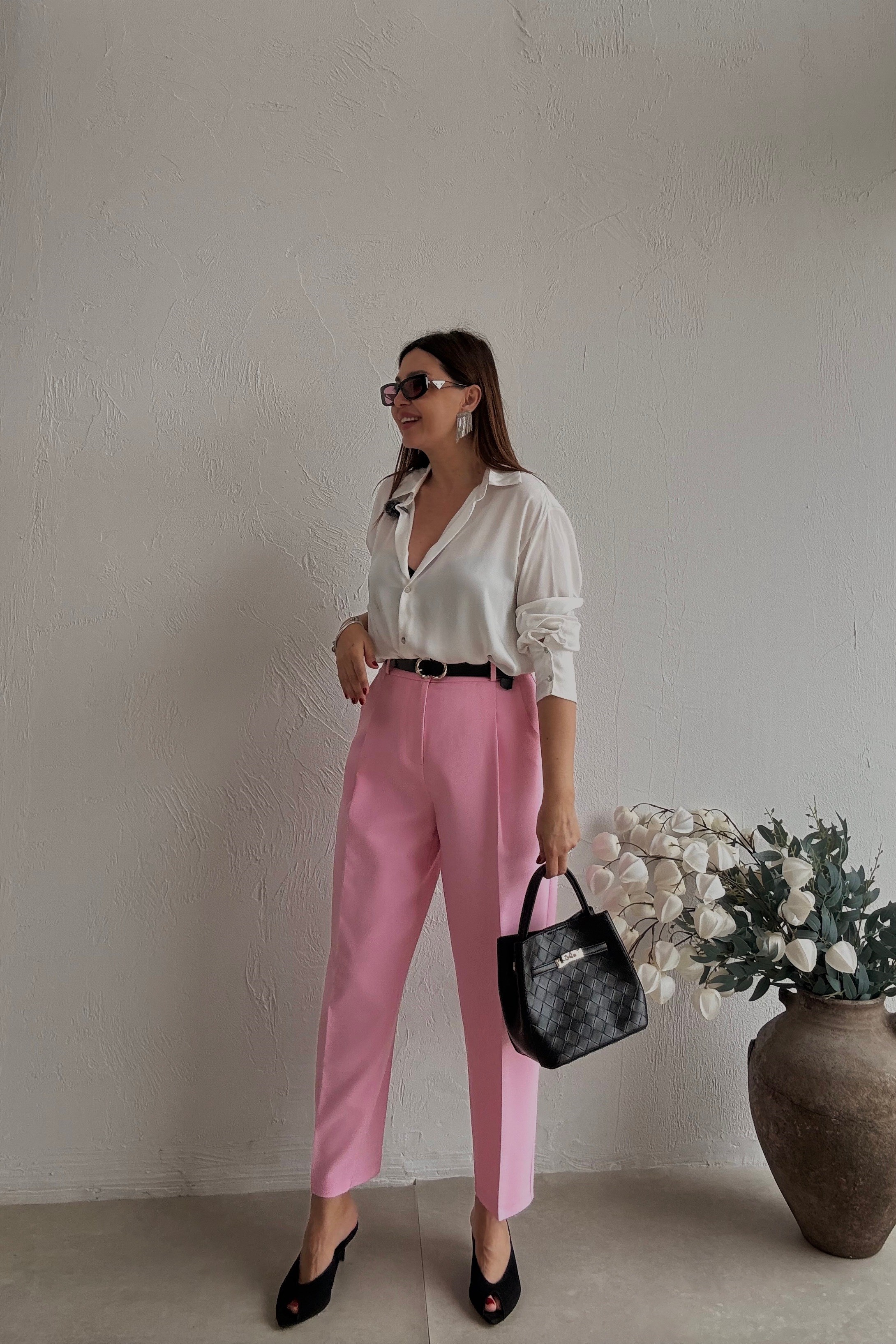 Kapak Cepli Pantolon PEMBE