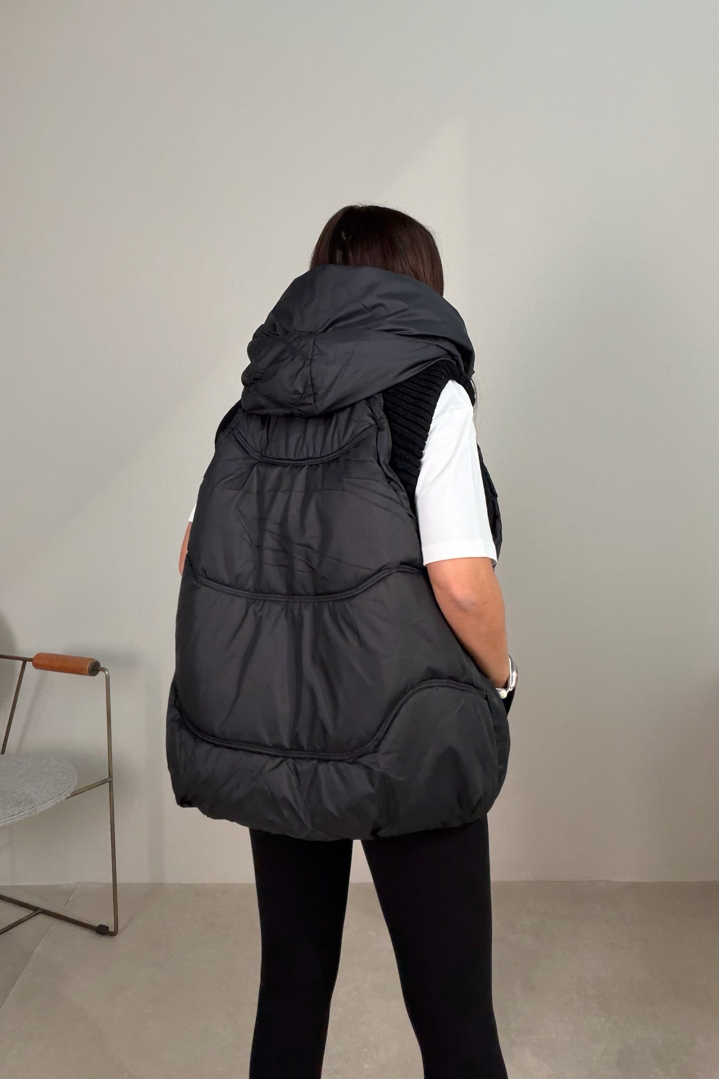 Kapüşonlu Puffer Yelek SİYAH