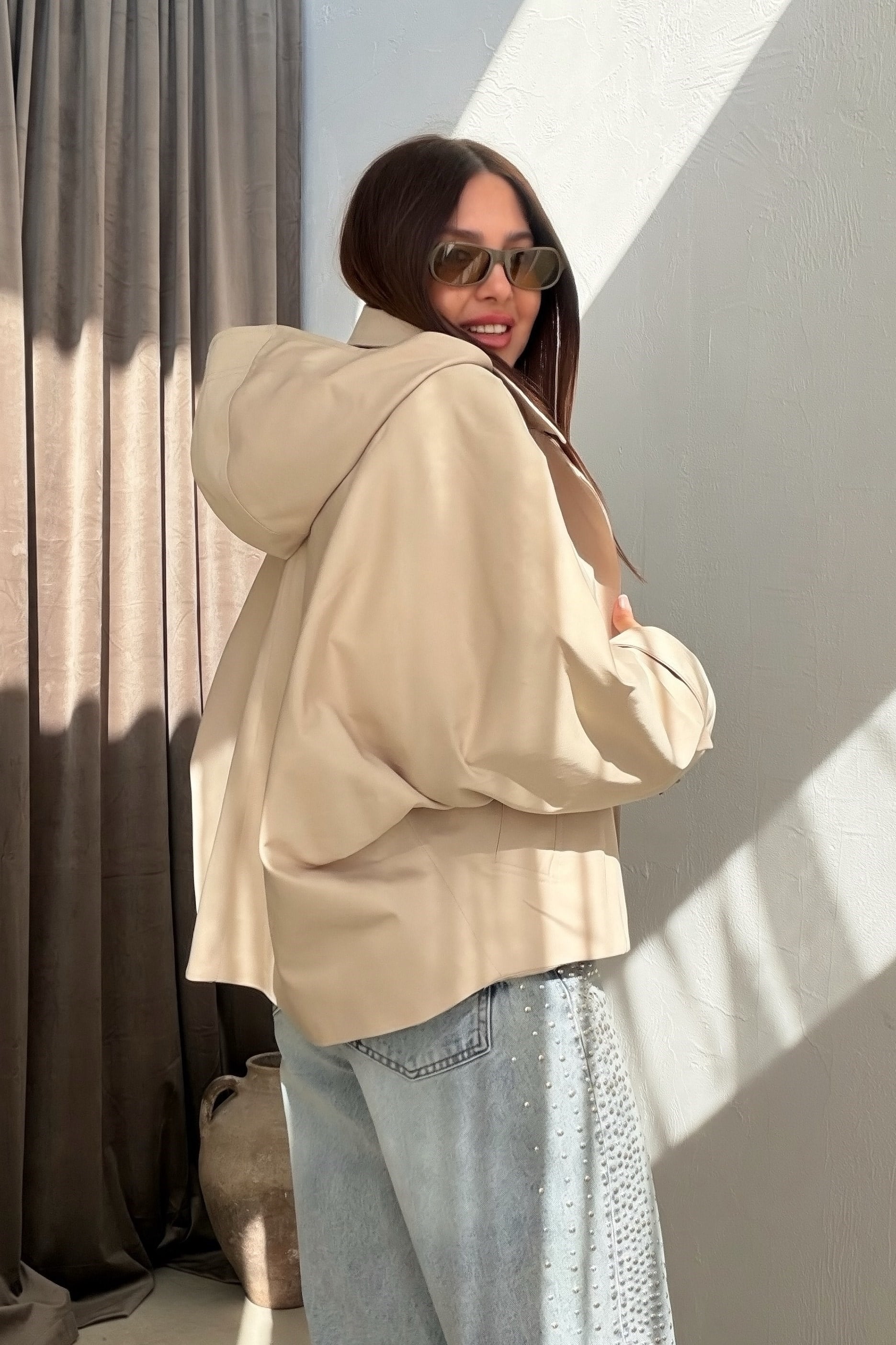 Kapüşonlu Trenchcoat BEJ