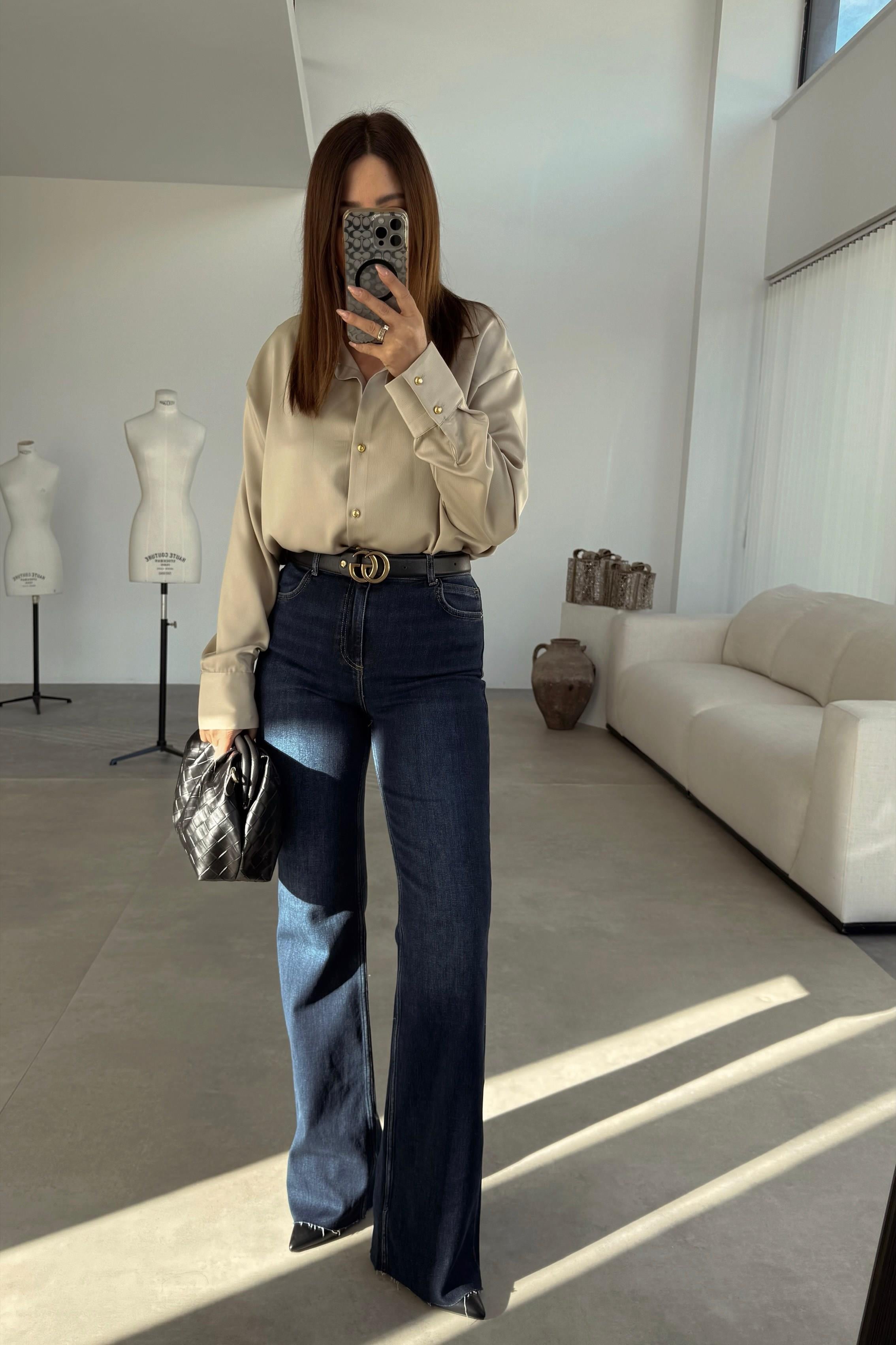 Koyu Lacivert Likralı Jean 