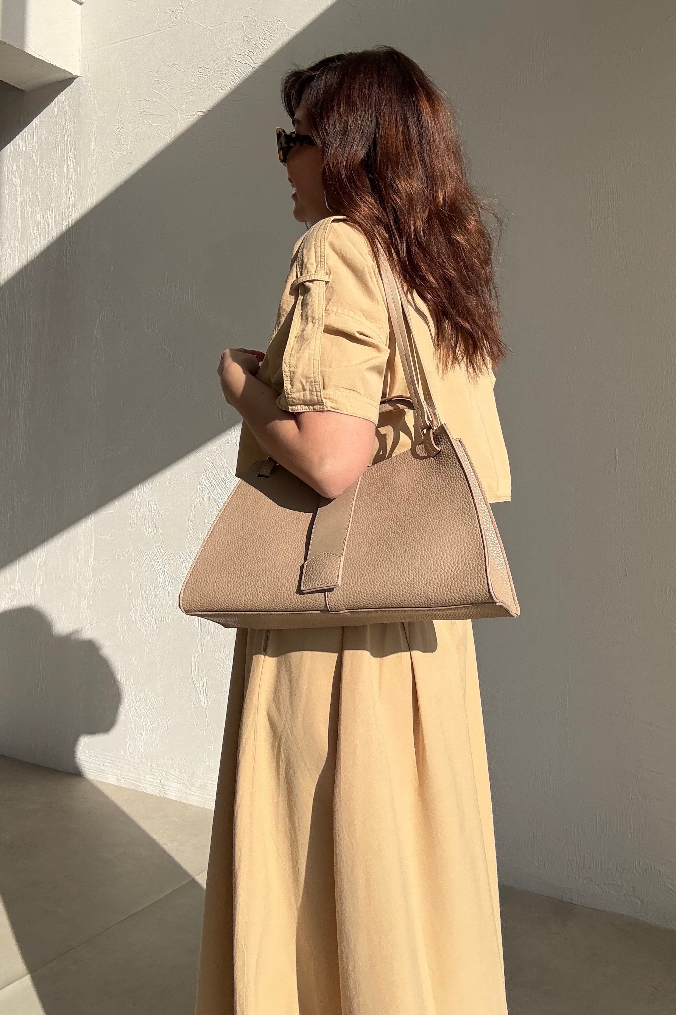 Kum Rengi Gömlek Elbise 