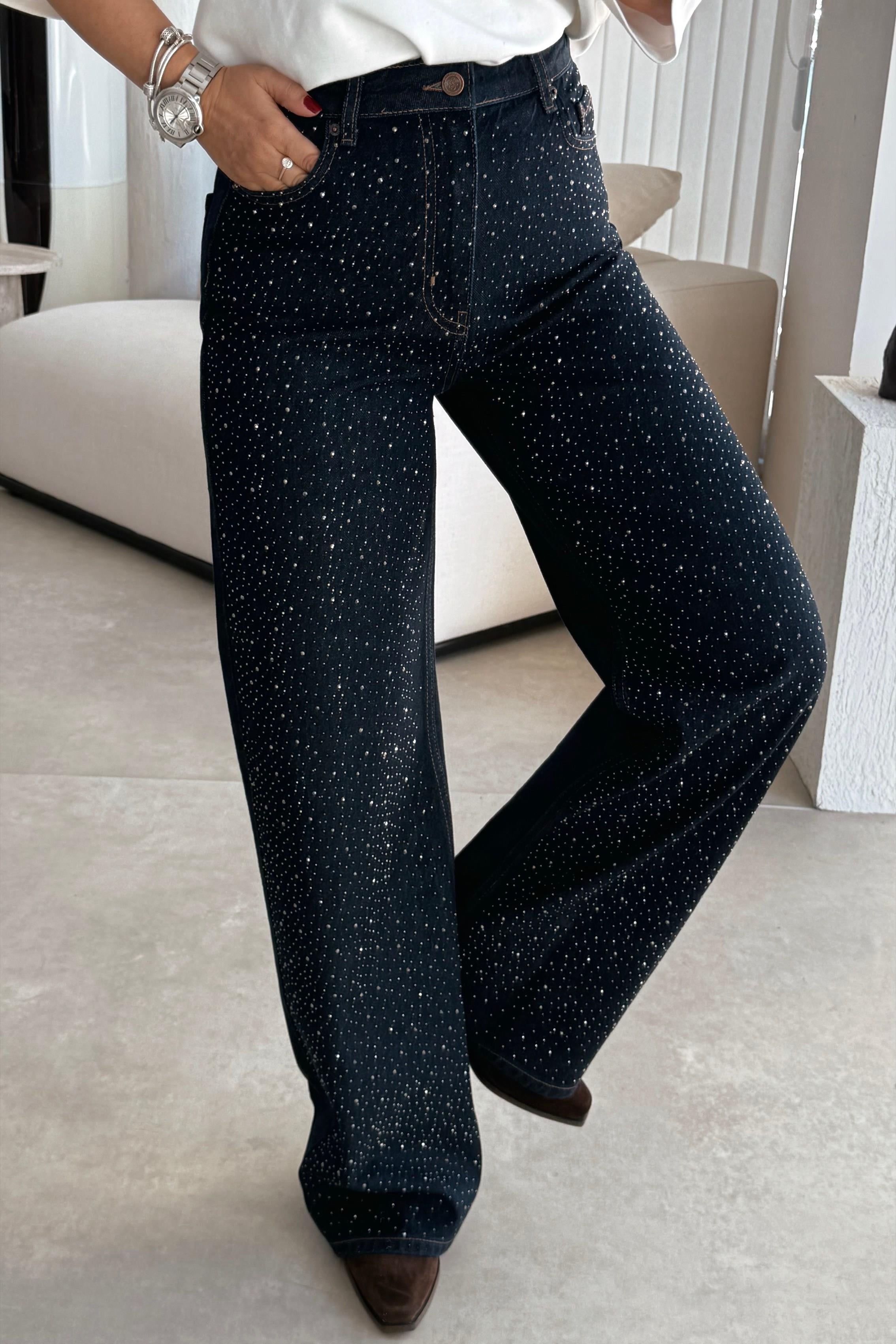 Lacivert Pırıltılı Jean 