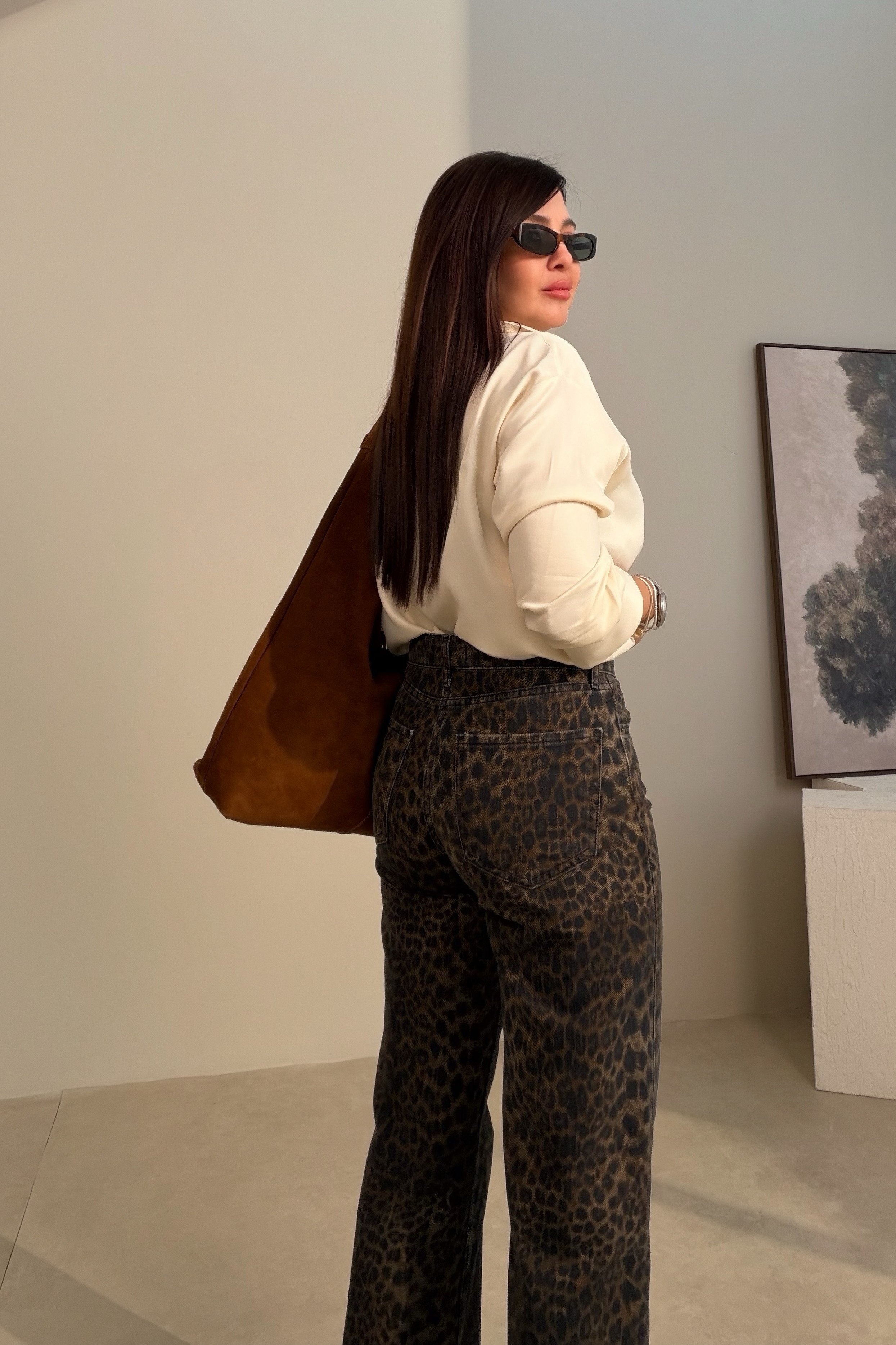Leopar Straight Jean KAHVERENGİ