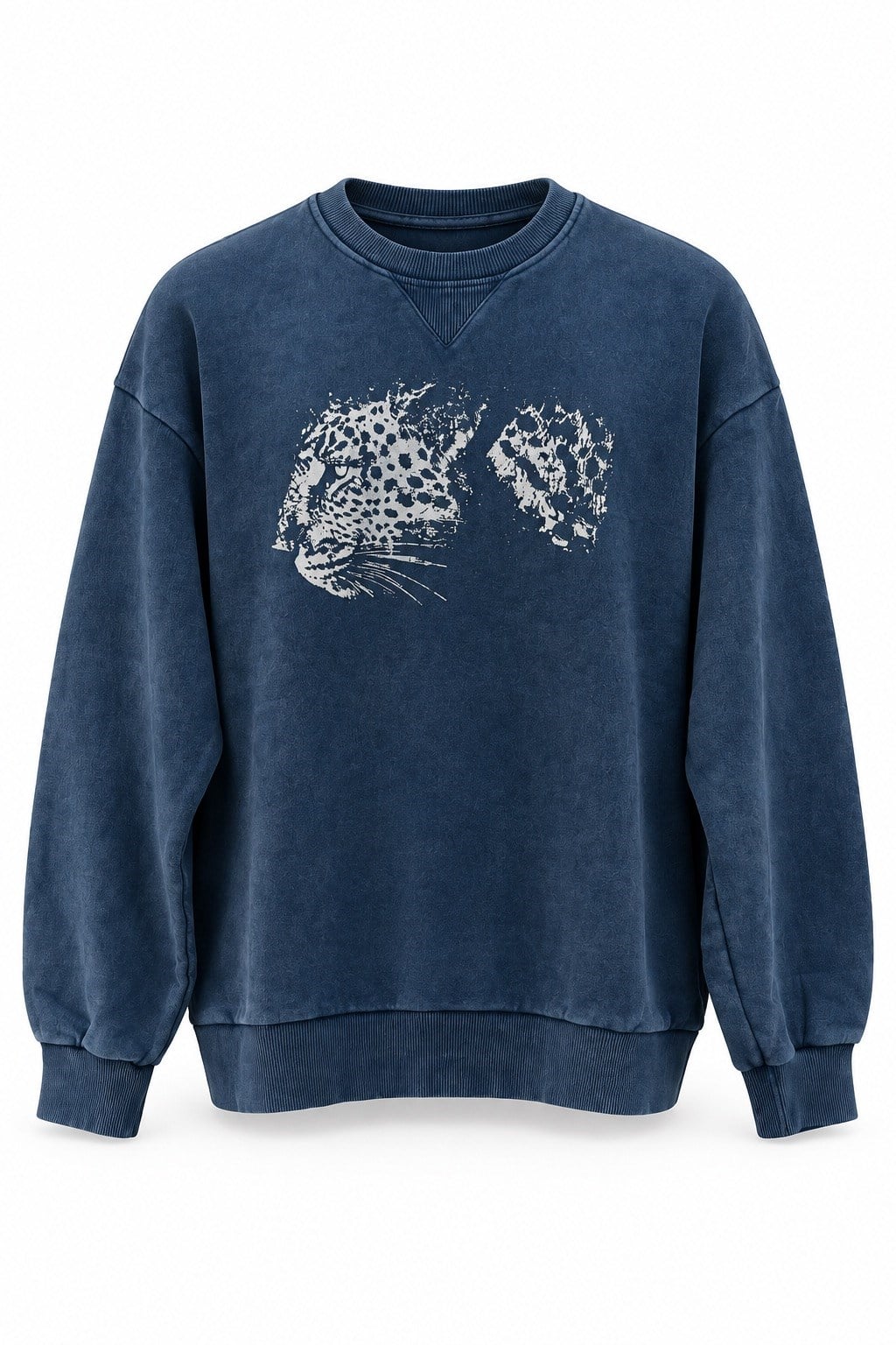 Leoparlı Sweatshirt MAVİ
