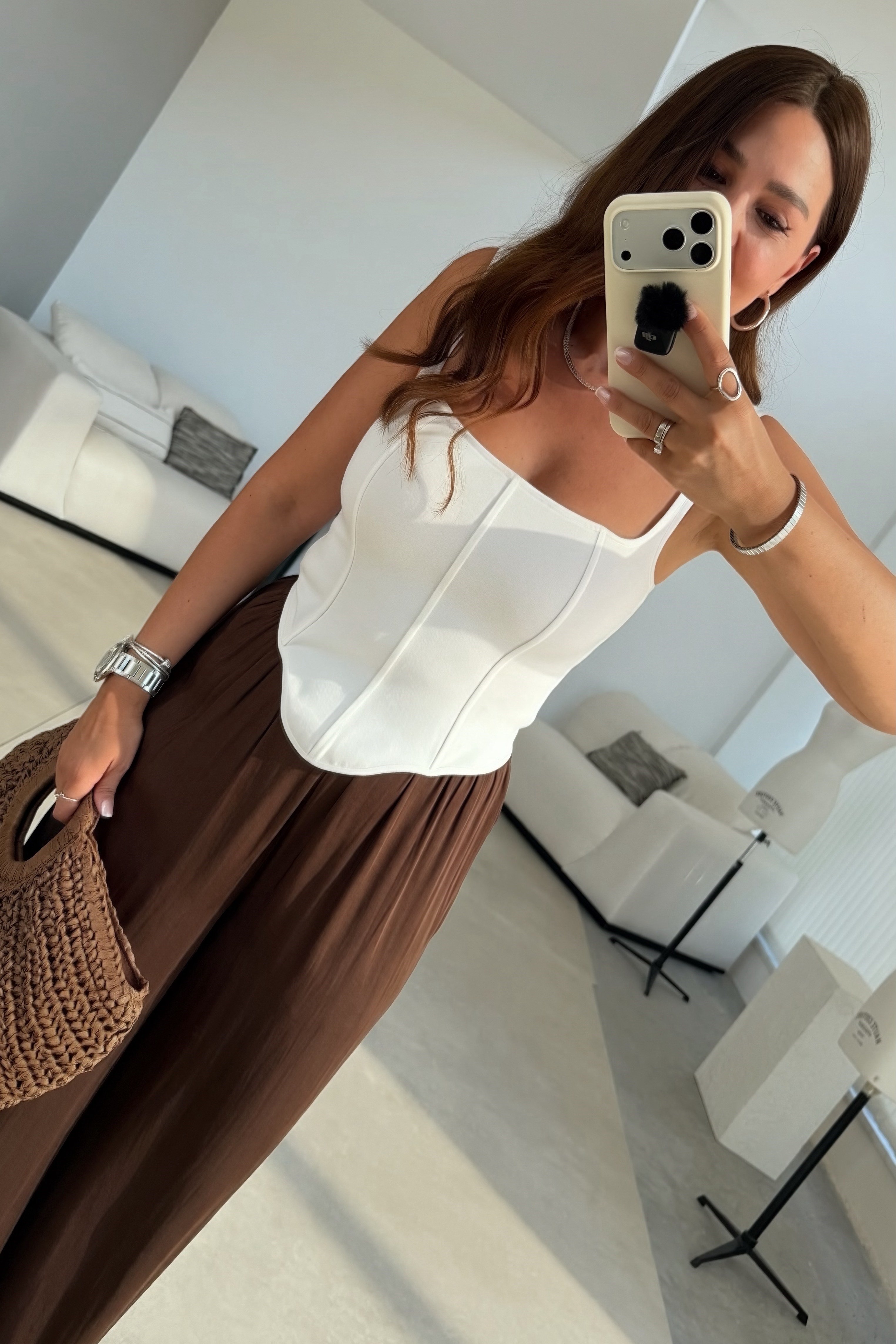 Likralı Korse Atlet BEYAZ