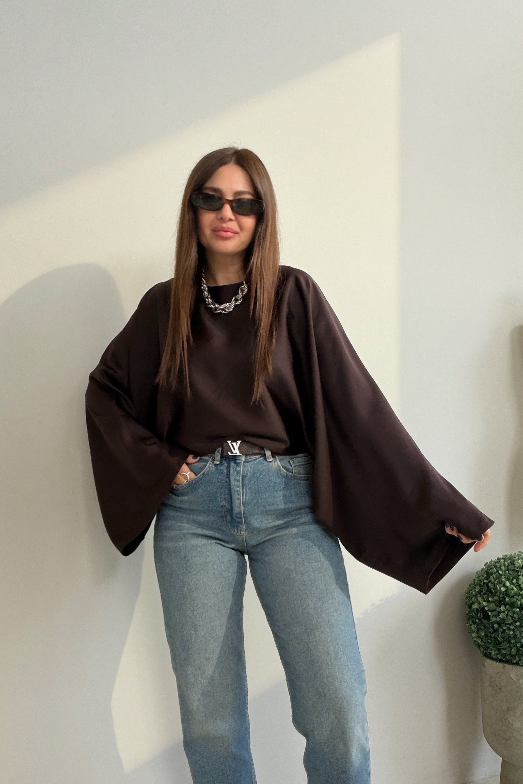 Lune Bluz KAHVERENGİ