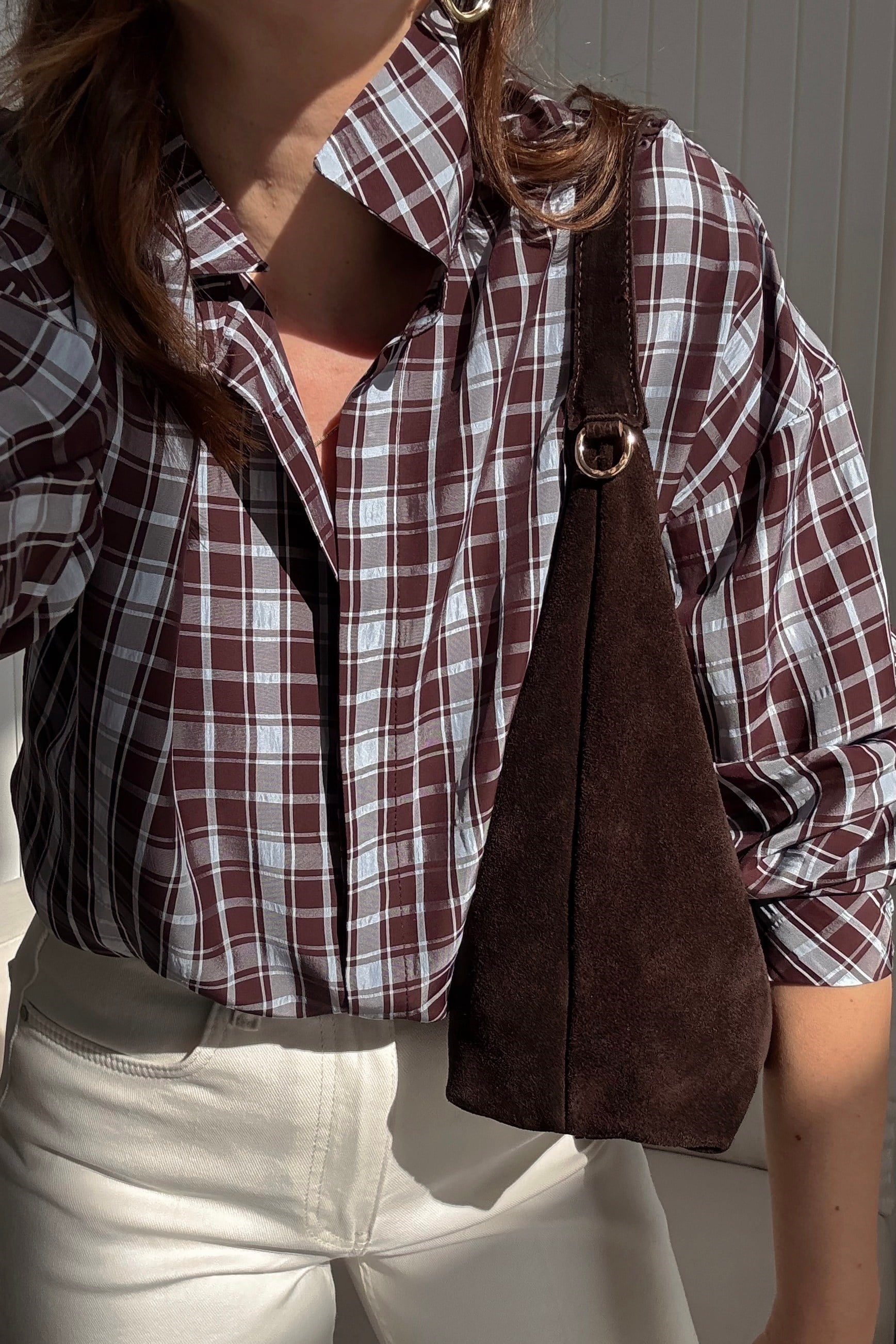 Mavi Kahve Kareli Tril Gömlek 