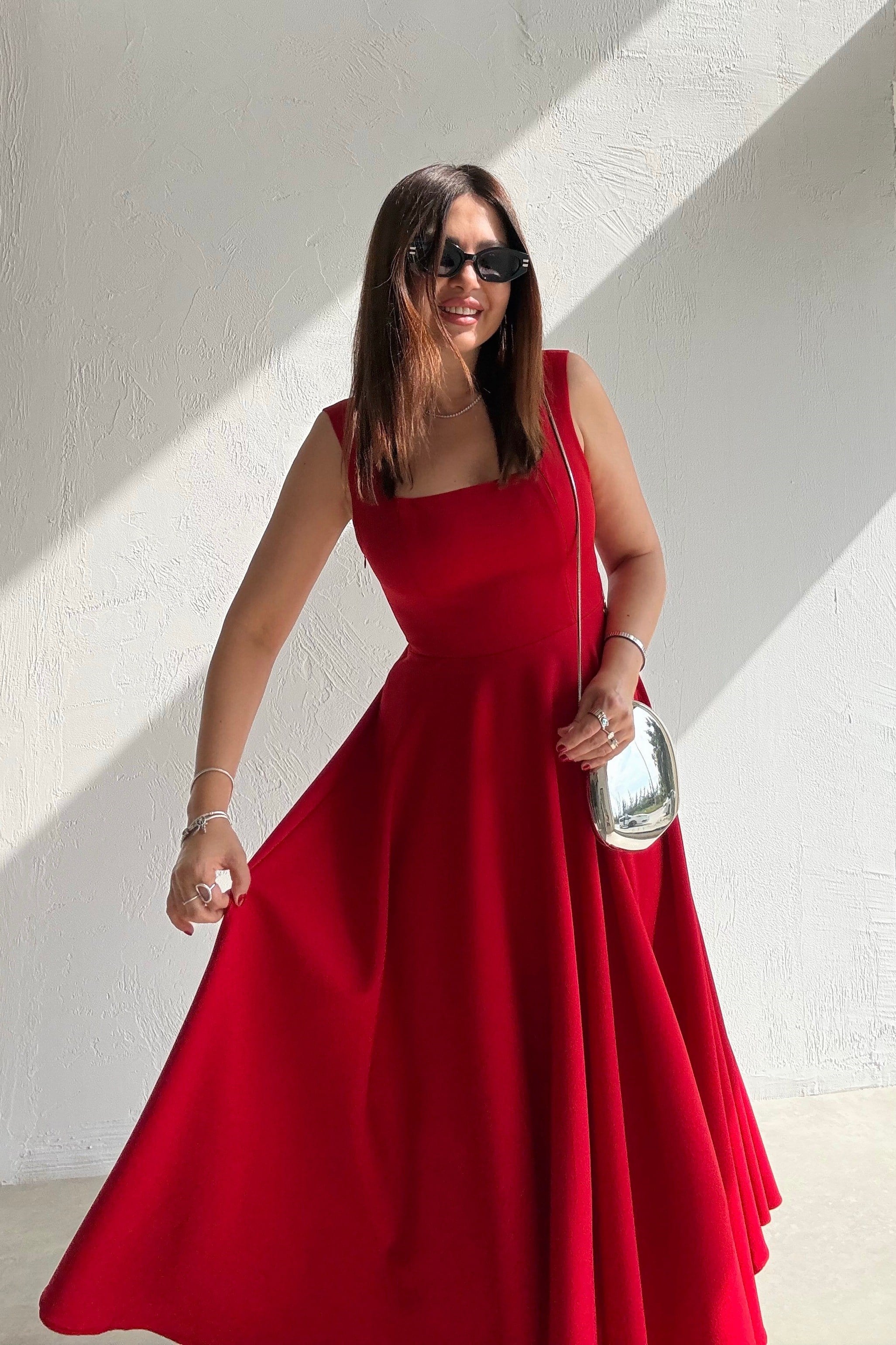 Mila Askılı Elbise KIRMIZI