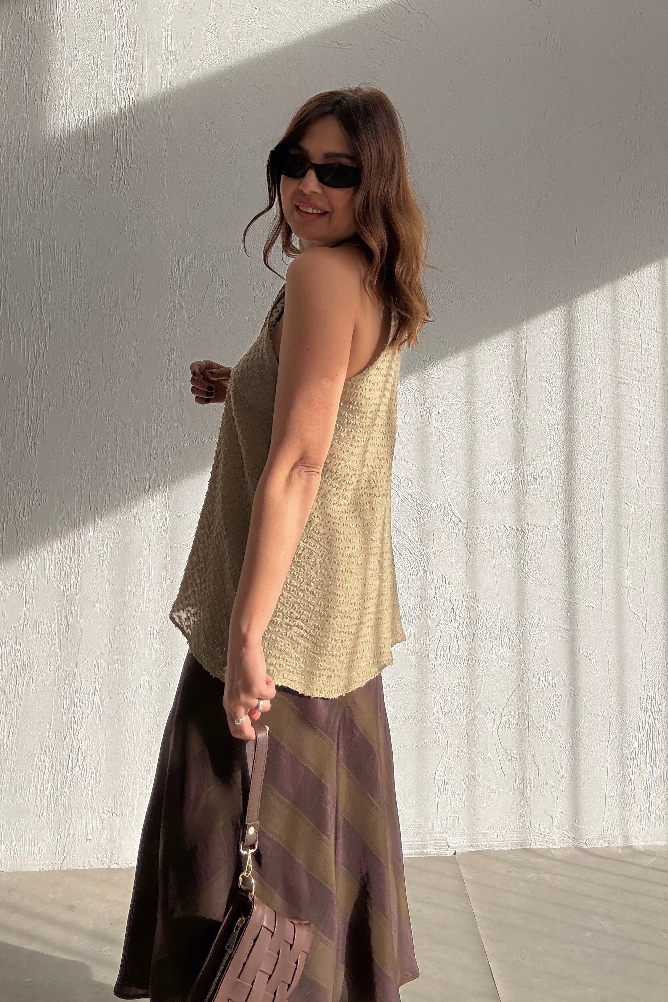 Oil Dokulu Kolsuz Bluz 