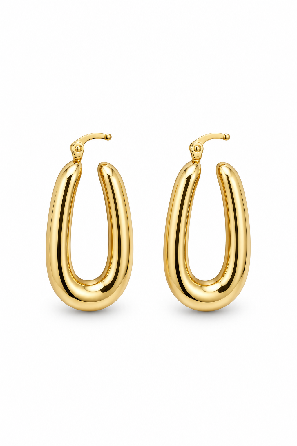 Oval Dolgun Halka Küpe GOLD
