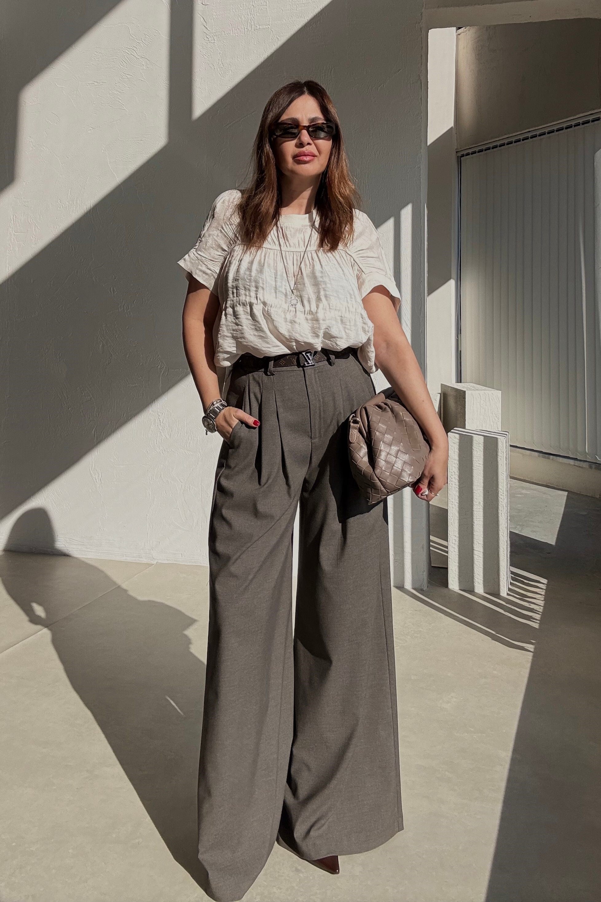 Toprak Rengi Geniş Paça Pantolon 