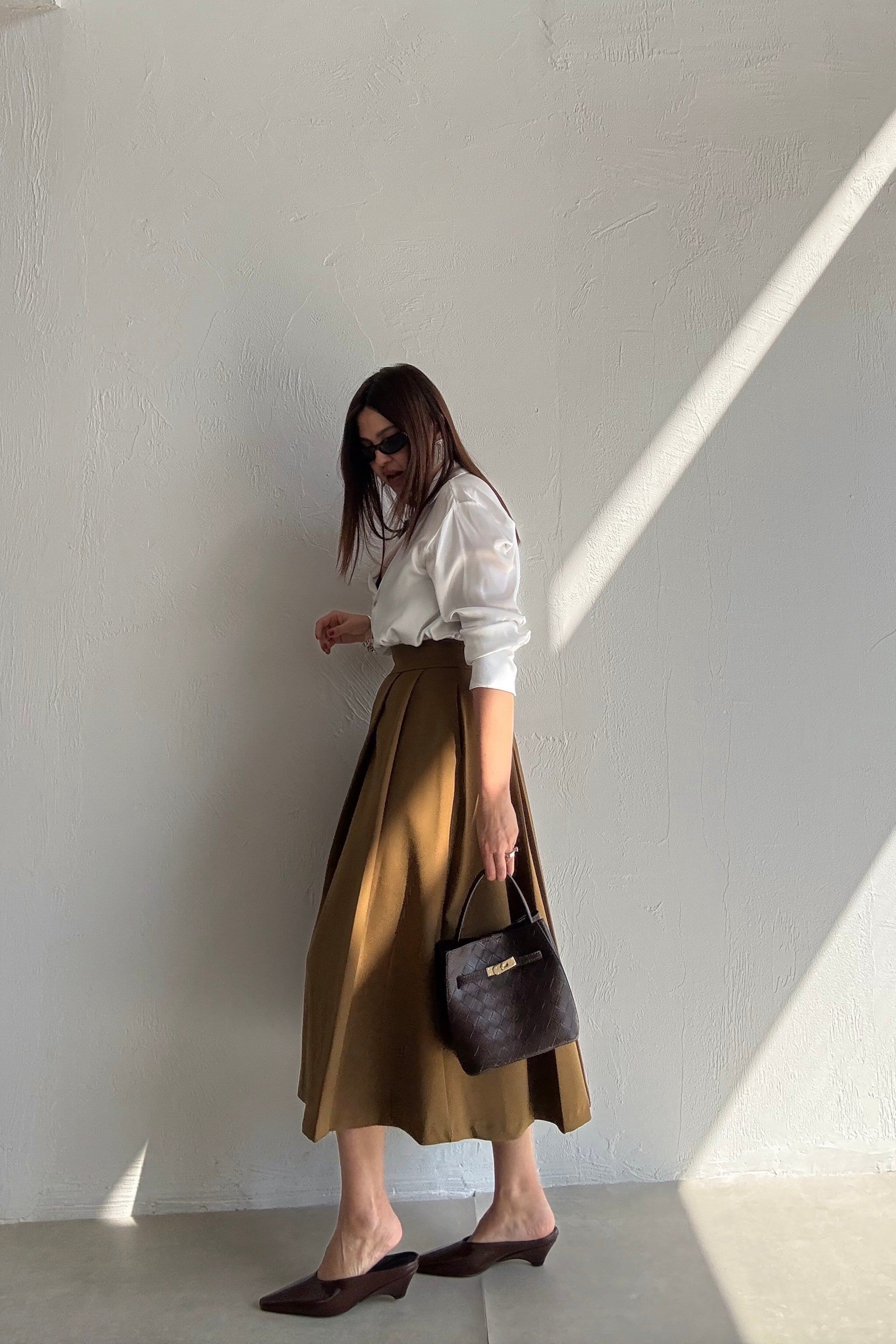 Yağ Yeşili Pileli Etek 