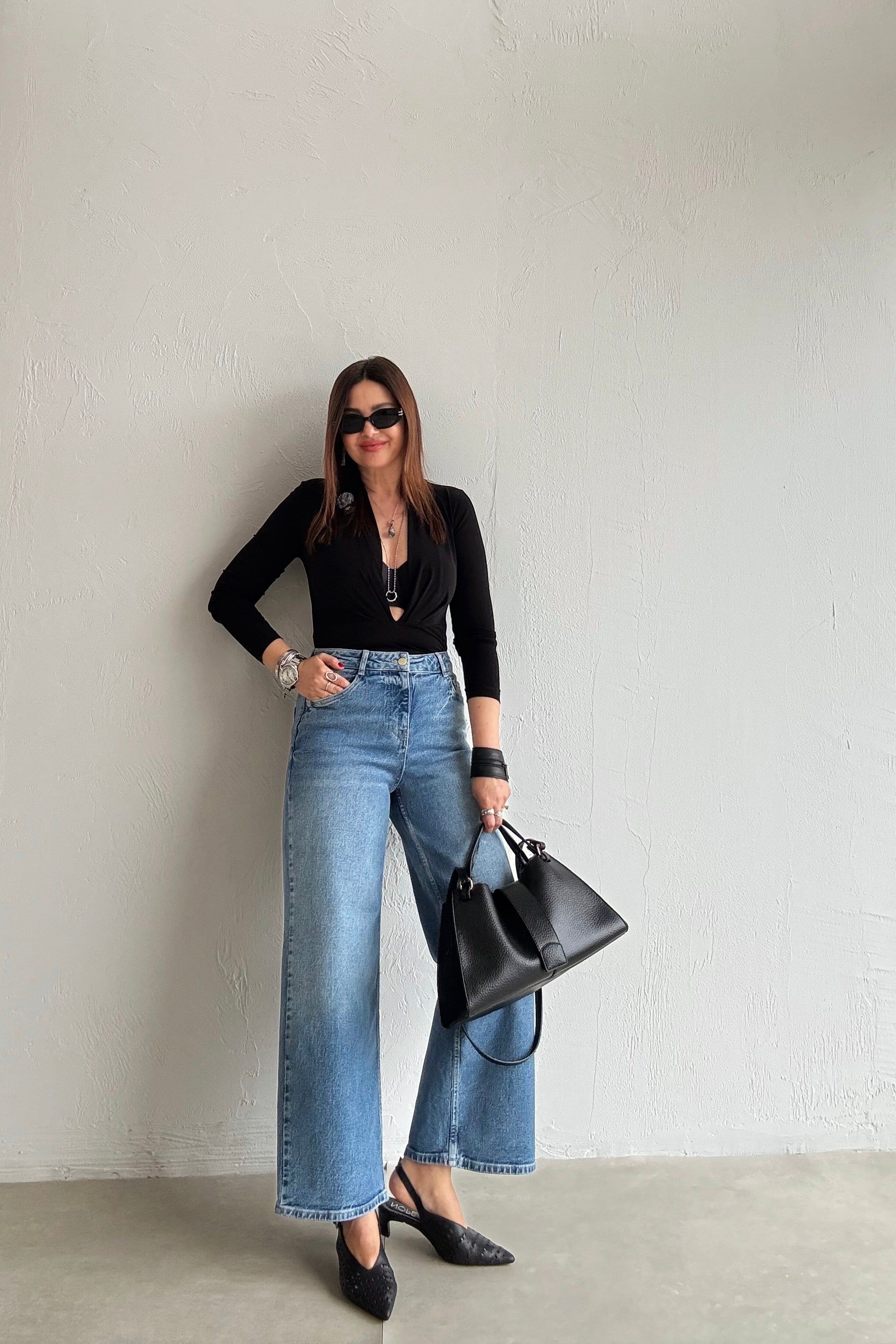 Yüksek Bel Kısa Paça Jean MAVİ