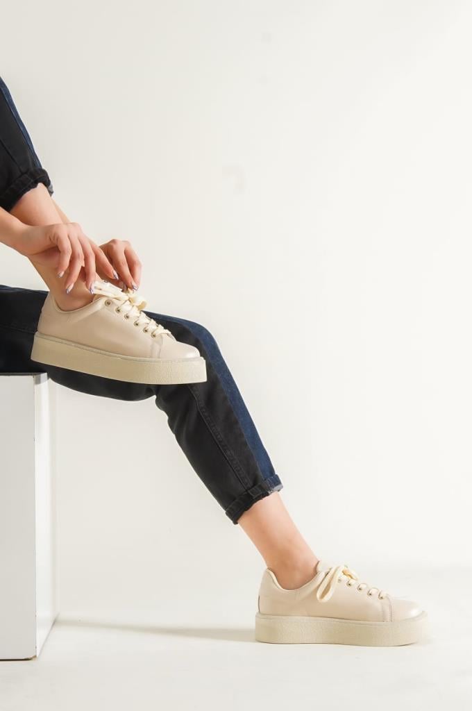 AyakkabıdaMarka 1048-Z Bej Kadın Sneaker