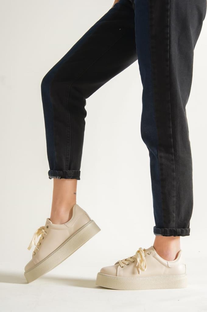 AyakkabıdaMarka 1048-Z Bej Kadın Sneaker