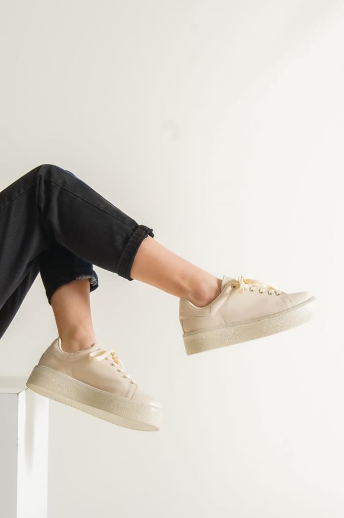 AyakkabıdaMarka 1048-Z Bej Kadın Sneaker