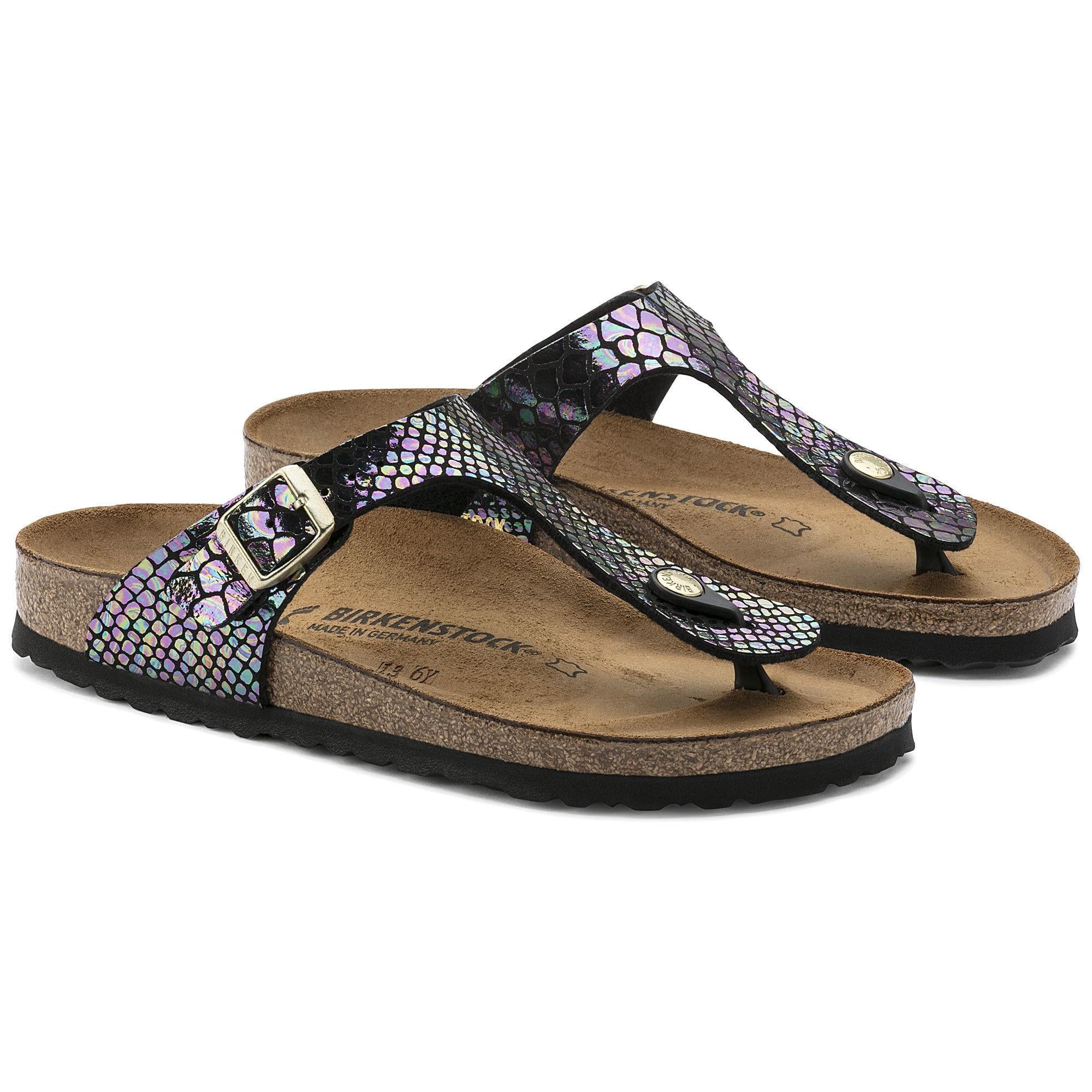 Birkenstock Gizeh BS Shiny Snake Black 1003464 Soft Footbed Kadın Terlik