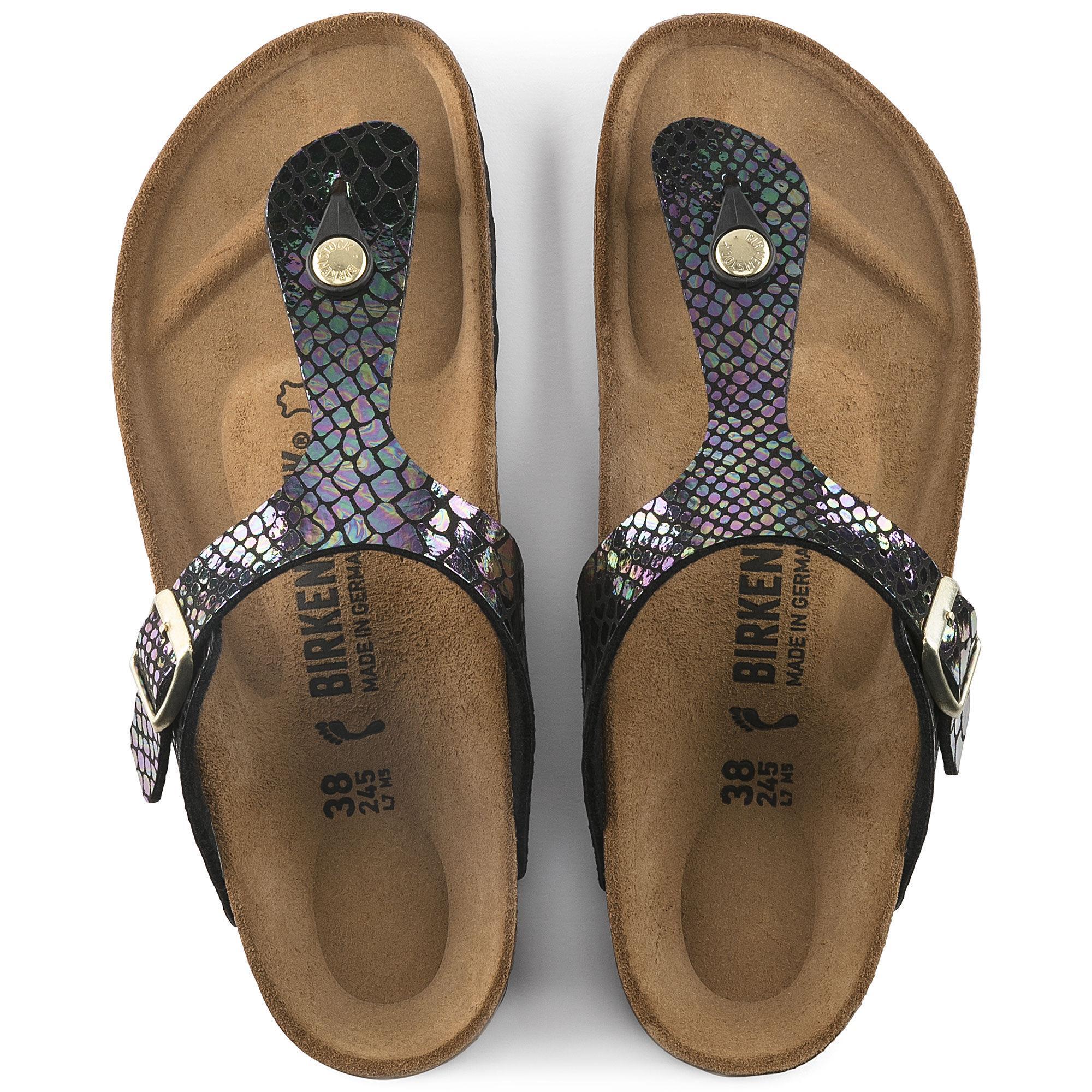 Birkenstock Gizeh BS Shiny Snake Black 1003464 Soft Footbed Kadın Terlik