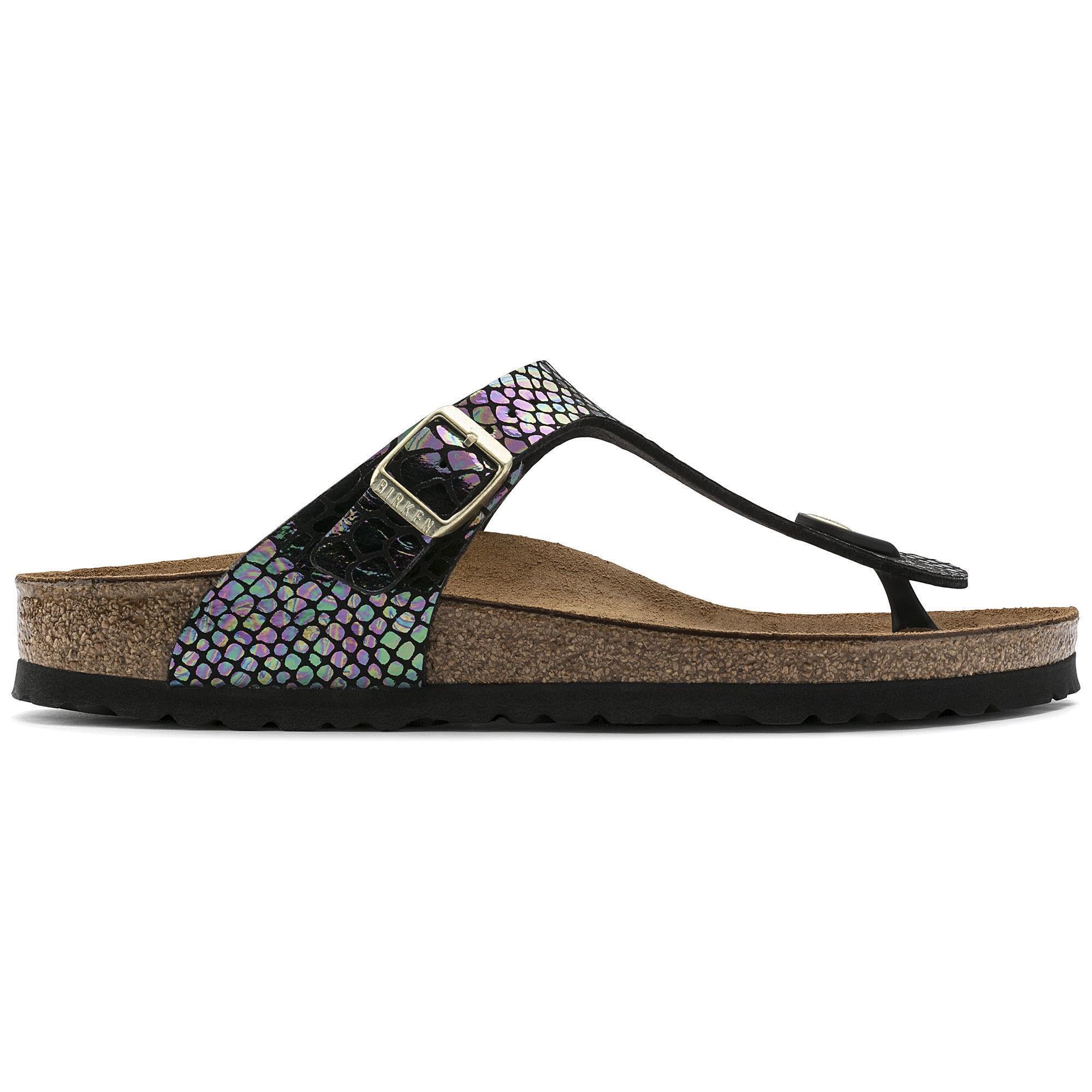 Birkenstock Gizeh BS Shiny Snake Black 1003464 Soft Footbed Kadın Terlik
