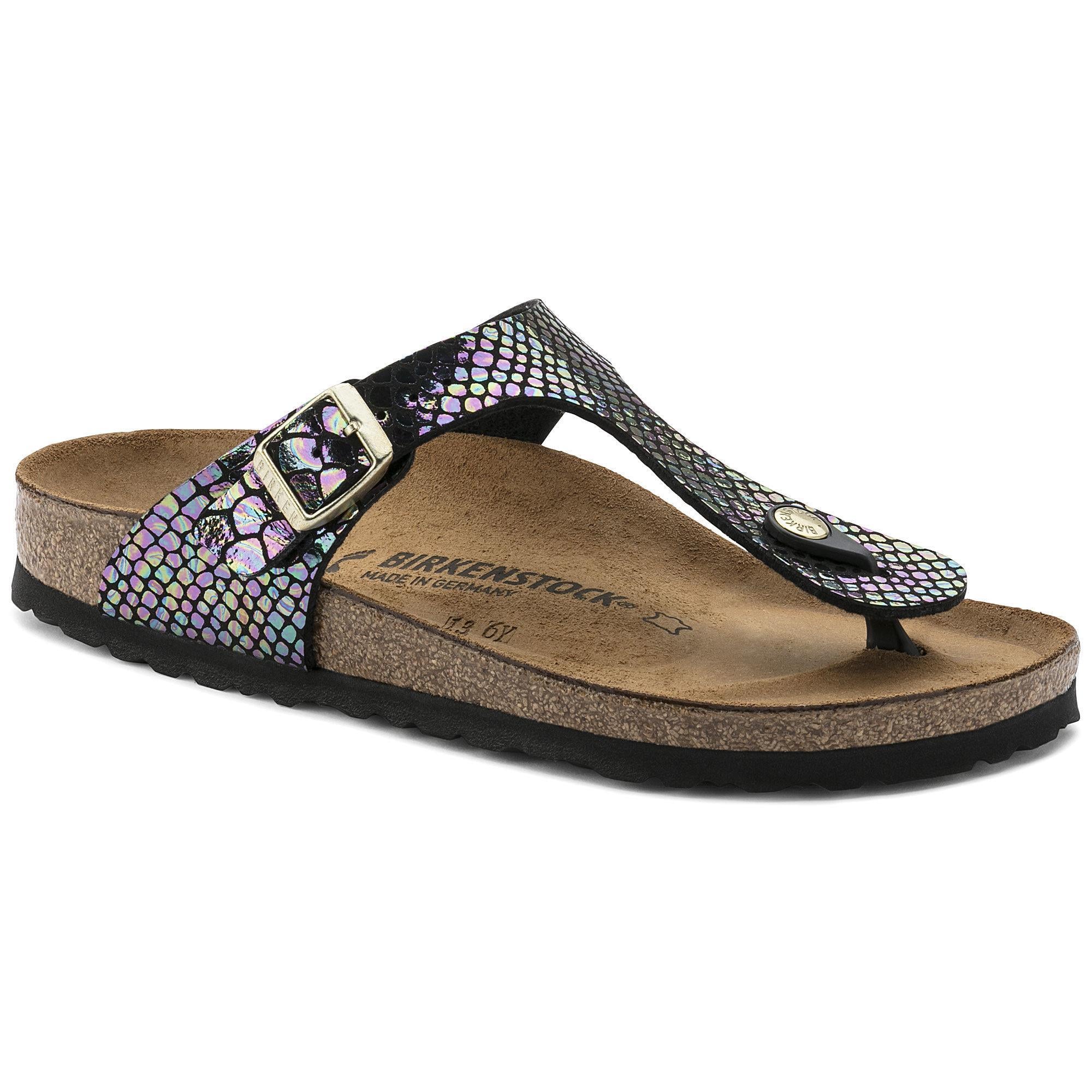 Birkenstock Gizeh BS Shiny Snake Black 1003464 Soft Footbed Kadın Terlik
