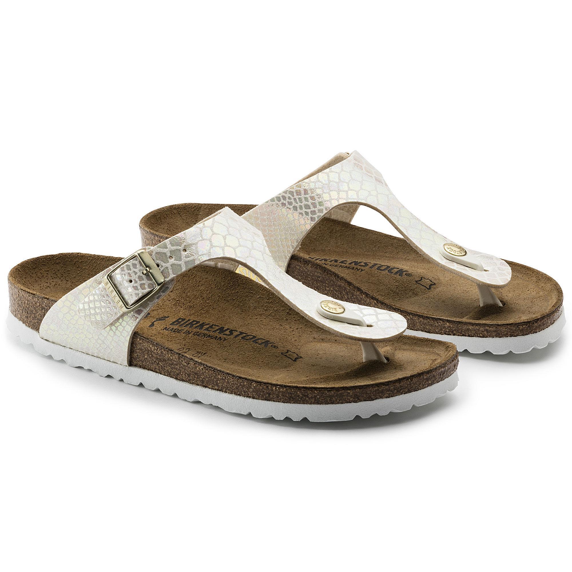 Birkenstock  Gizeh Shiny Snake Cream 0847431 Kadın Terlik