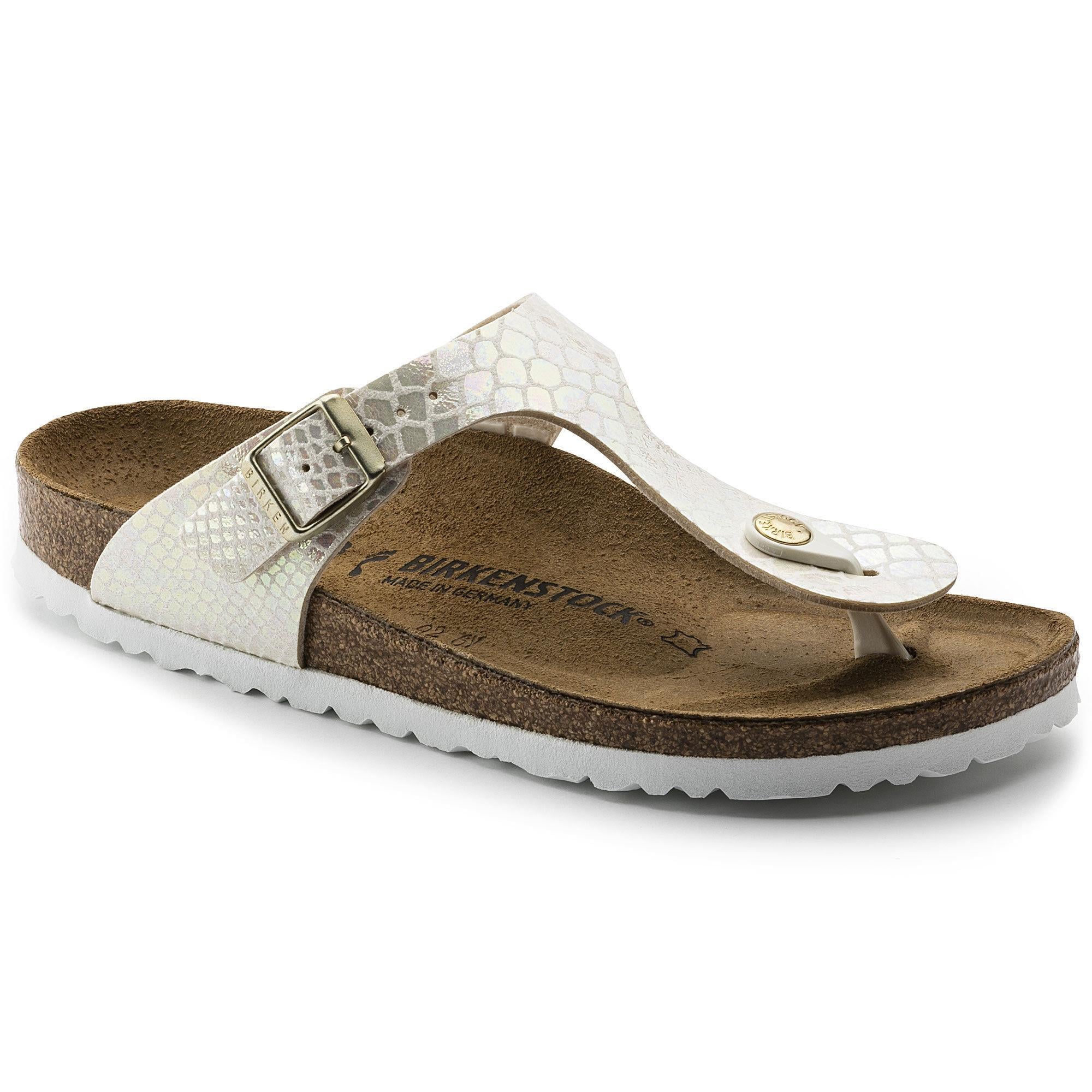 Birkenstock  Gizeh Shiny Snake Cream 0847431 Kadın Terlik