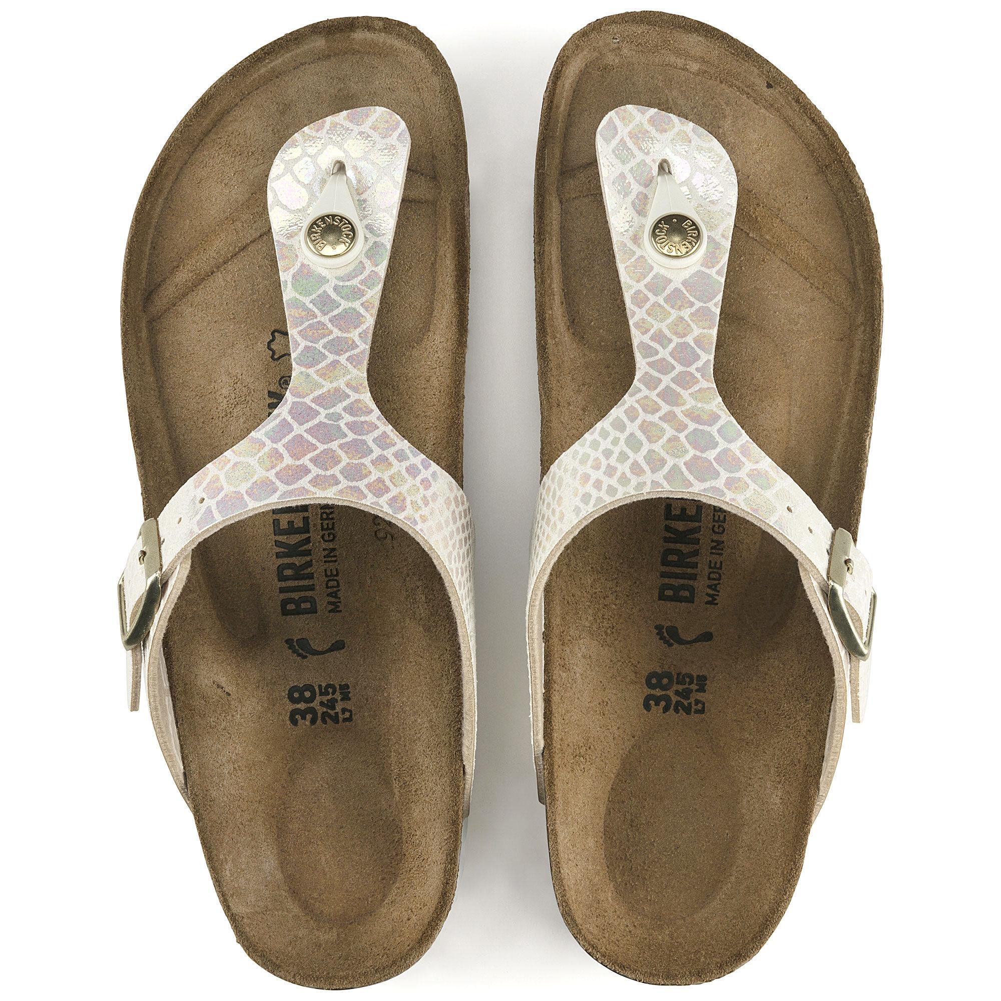 Birkenstock  Gizeh Shiny Snake Cream 0847431 Kadın Terlik