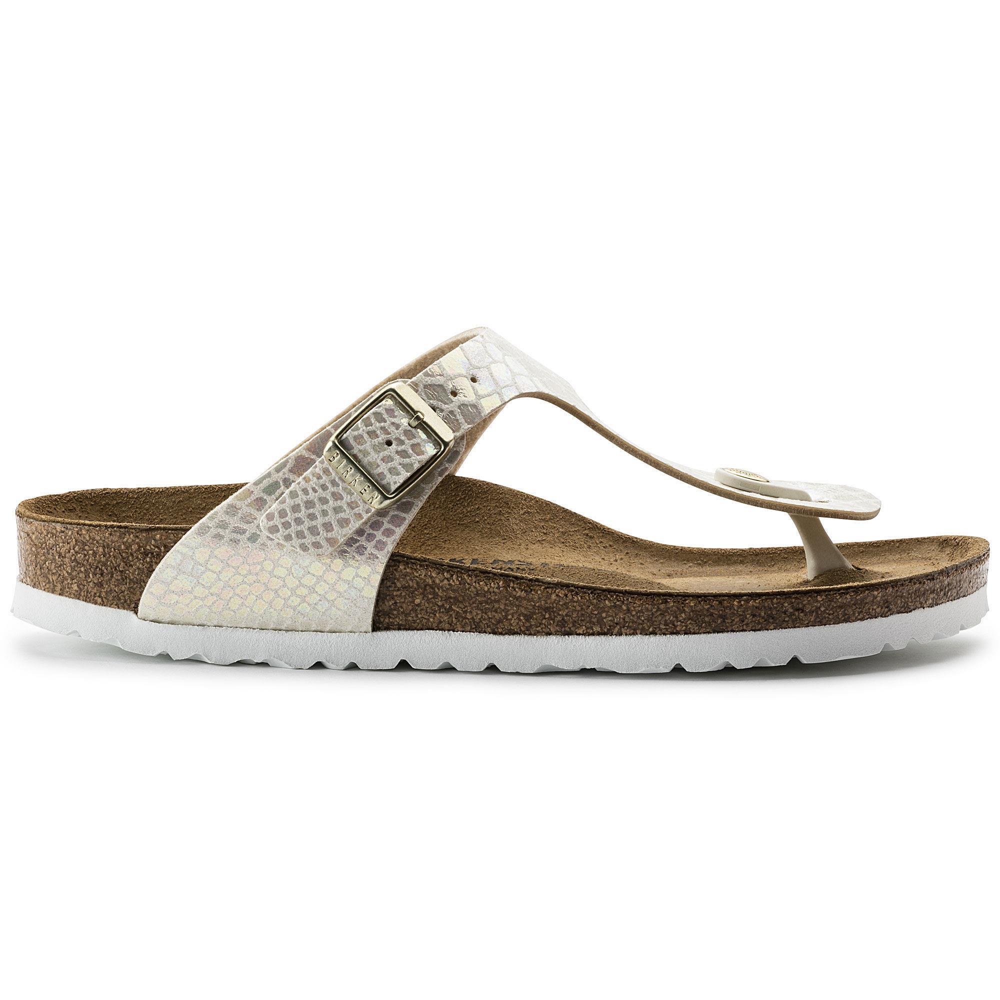 Birkenstock  Gizeh Shiny Snake Cream 0847431 Kadın Terlik