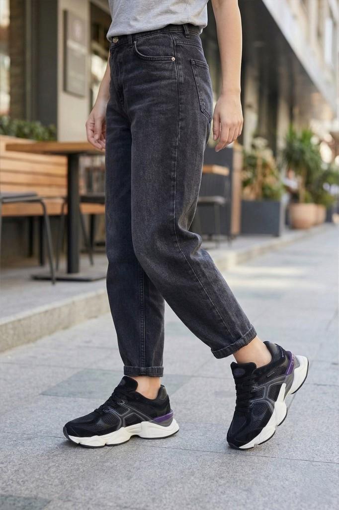 Hammerjack 101 25009-Z Siyah Mor Süet Kadın Sneaker