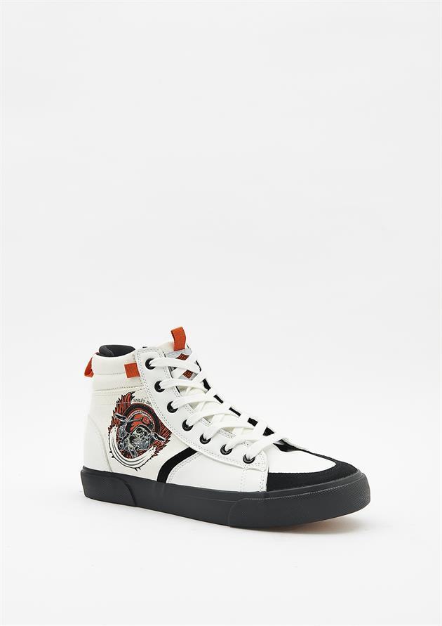 Harley Davidson 023M100351 Portland White Deri/Tekstil Erkek Sneaker