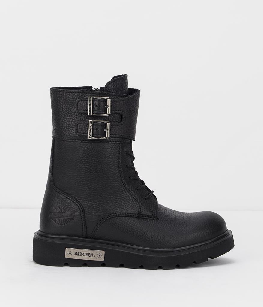 Harley Davidson Aden Black/Baskılı Deri Kadın Bot