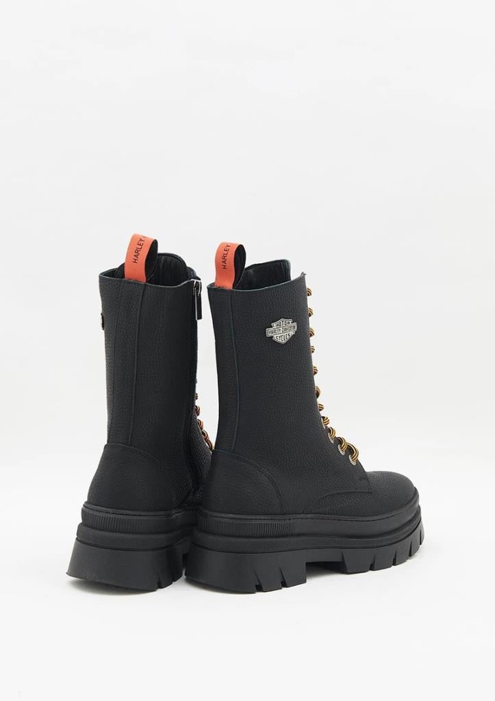Harley Davidson Brigett Black Baskı Deri Kadın Bot