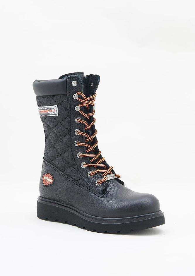 Harley Davidson Katy Black Baskılı Deri Kadın Bot