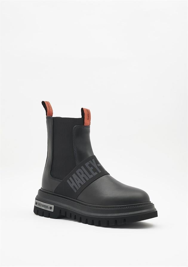 Harley Davidson Polperro Black Deri Erkek Bot