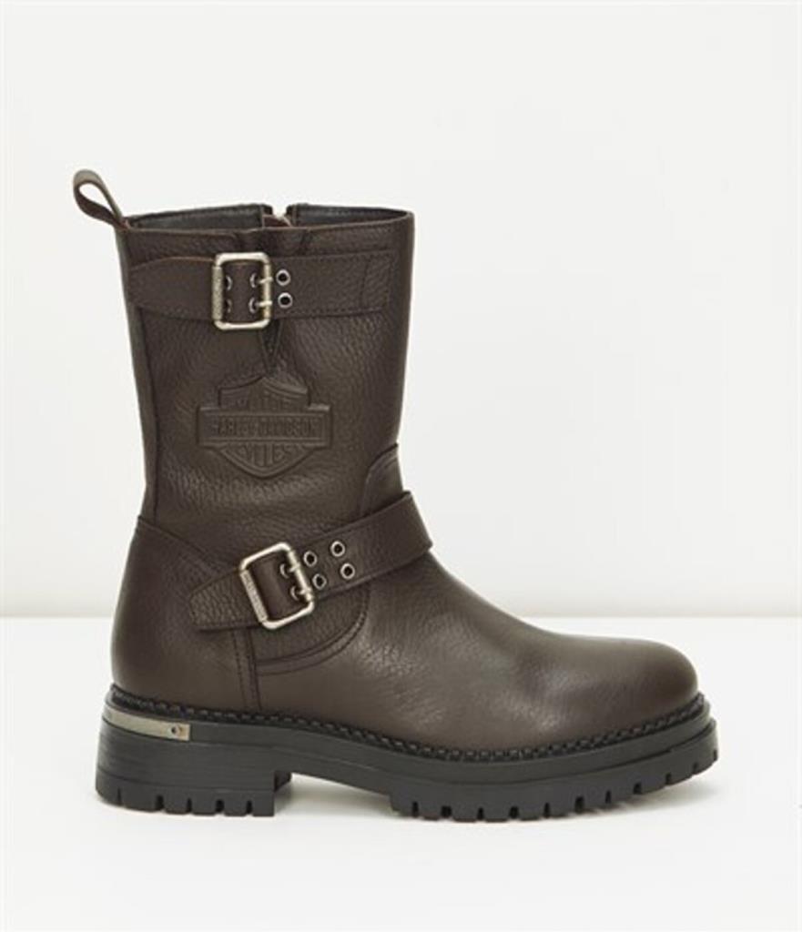 Harley Davidson Uptown Dark Brown Baskılı Deri Kadın Bot