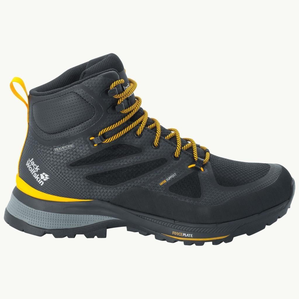 Jack Wolfskin 4038823_6055_065 Force Striker Texapore Mid M Black/Burly Yellow Xt Erkek Outdoor Bot