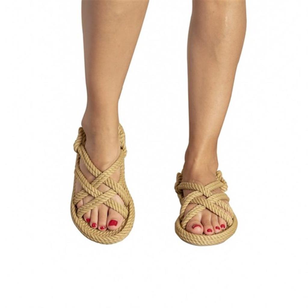 Nomadic Republic BOD.0012.KT Bodrum Kauçuk Taban Bej Kadın Sandalet