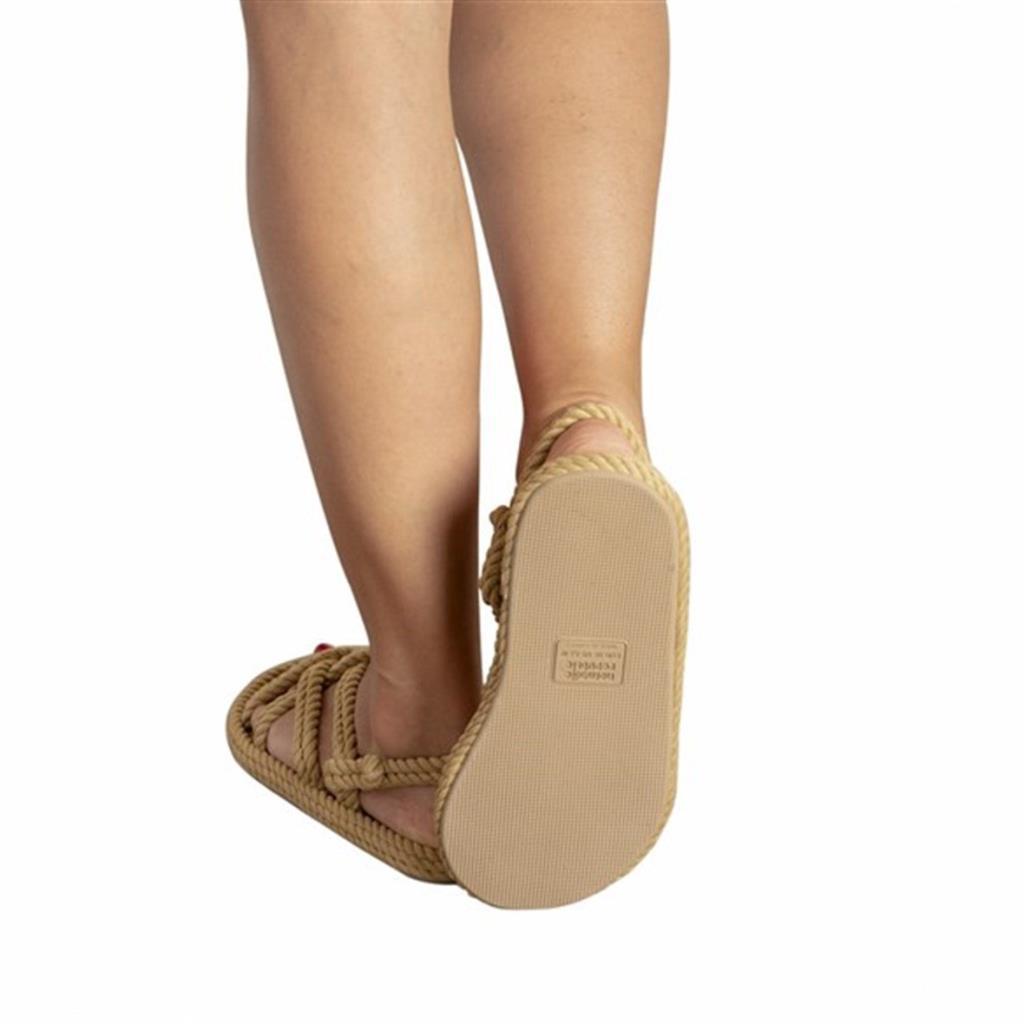 Nomadic Republic BOD.0012.KT Bodrum Kauçuk Taban Bej Kadın Sandalet