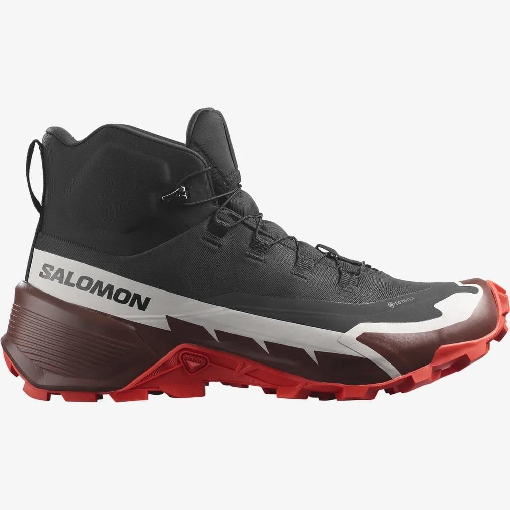 Salomon 417359 Cross Hike Mid GTX 2 Black/Bitter Chocolate/Fiery Red Erkek Outdoor Bot