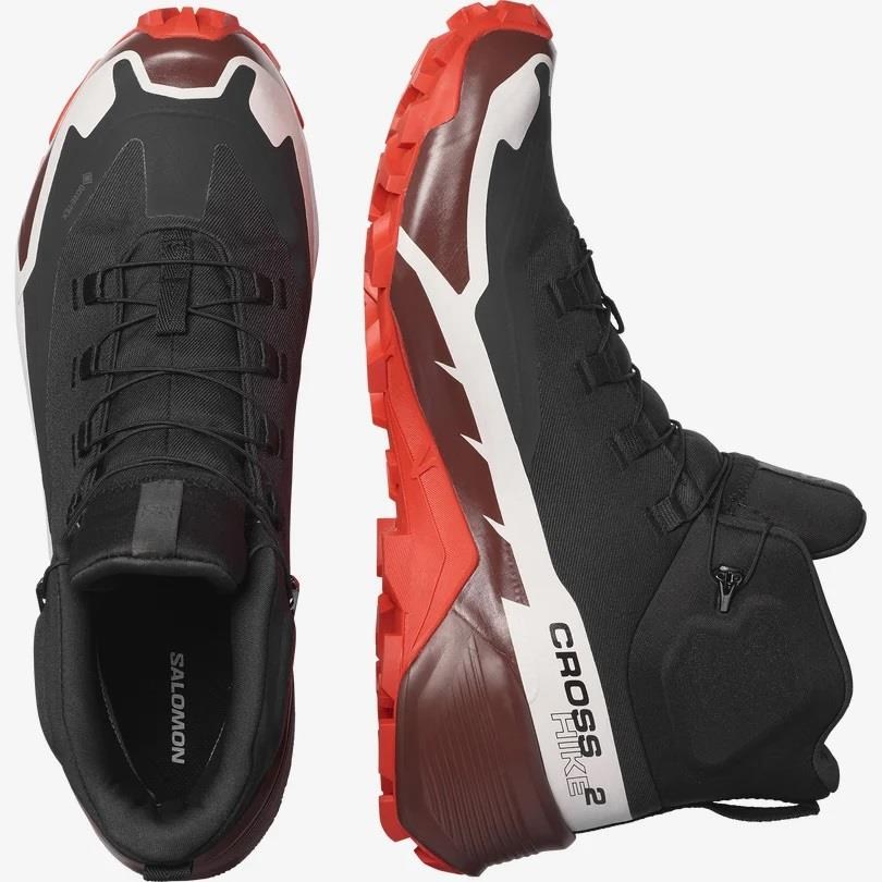 Salomon 417359 Cross Hike Mid GTX 2 Black/Bitter Chocolate/Fiery Red Erkek Outdoor Bot