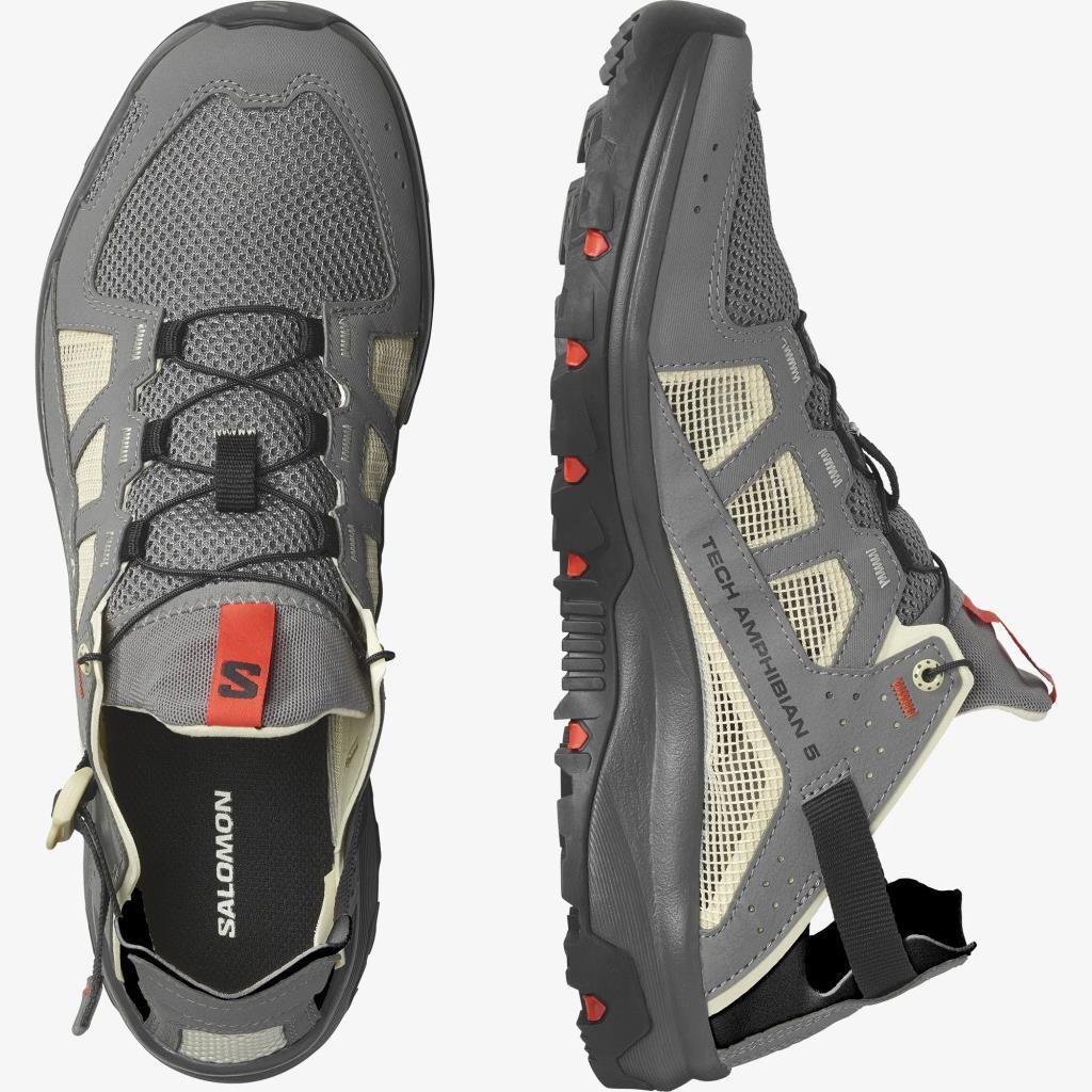 Salomon 471149 Techamphibian 5 Pewter/Moth/Fiery Red Erkek Outdoor Ayakkabı