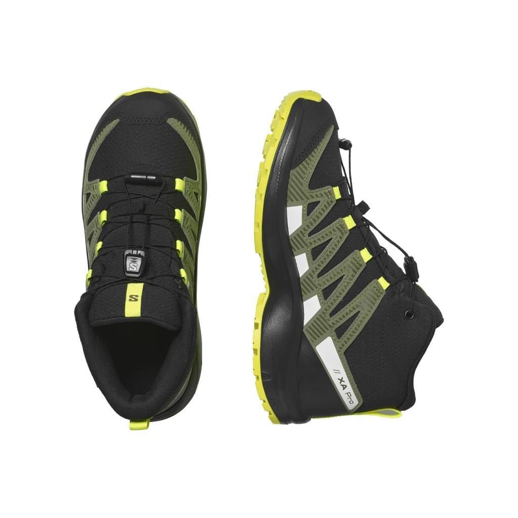 Salomon 472894 Xa Pro V8 Mid CSWP J Black/Deep Lichen Green/Safety Yellow Kadın Outdoor Bot