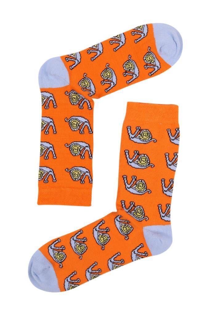 Socks Company Turuncu-Salyangoz Desenli Kadın Çorap