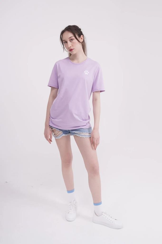 The Socks Company 23SCTS232U Pati Nakışlı Bisiklet Yaka Lila Tshirt