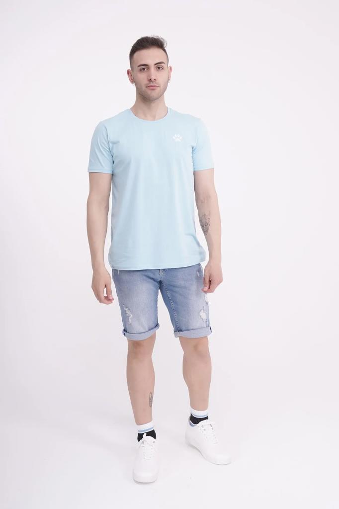 The Socks Company 23SCTS233U Pati Nakışlı Yaka Açık Mavi Tshirt