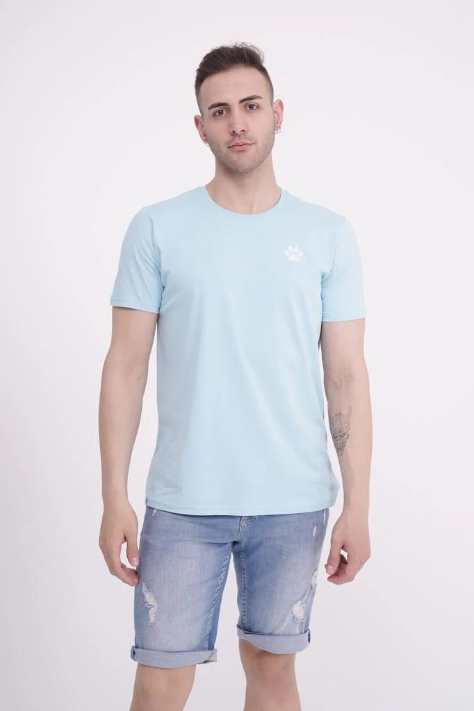 The Socks Company 23SCTS233U Pati Nakışlı Yaka Açık Mavi Tshirt